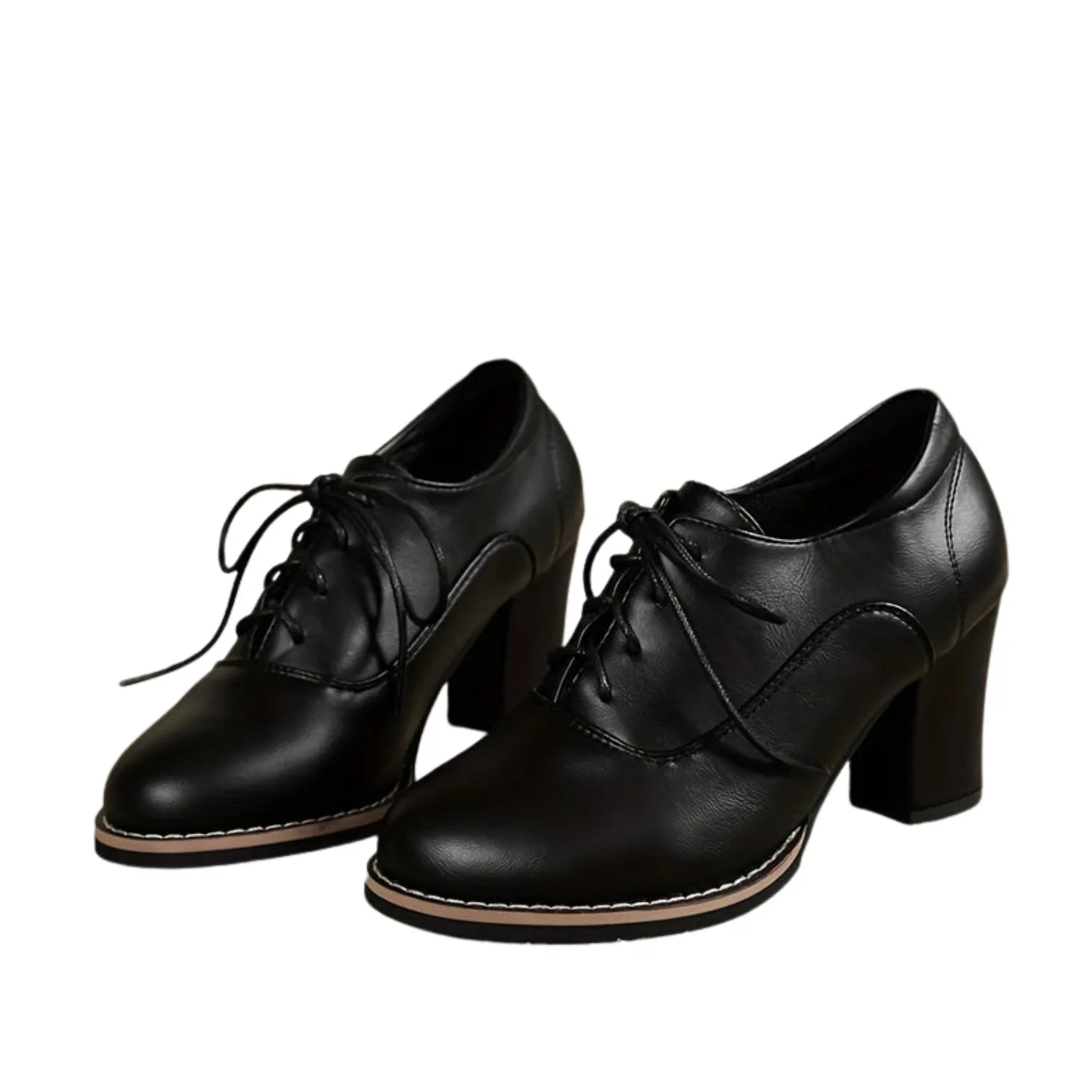 Chaussures Élégance à Lacets | Escarpins Femme Élégants à Talons Épais