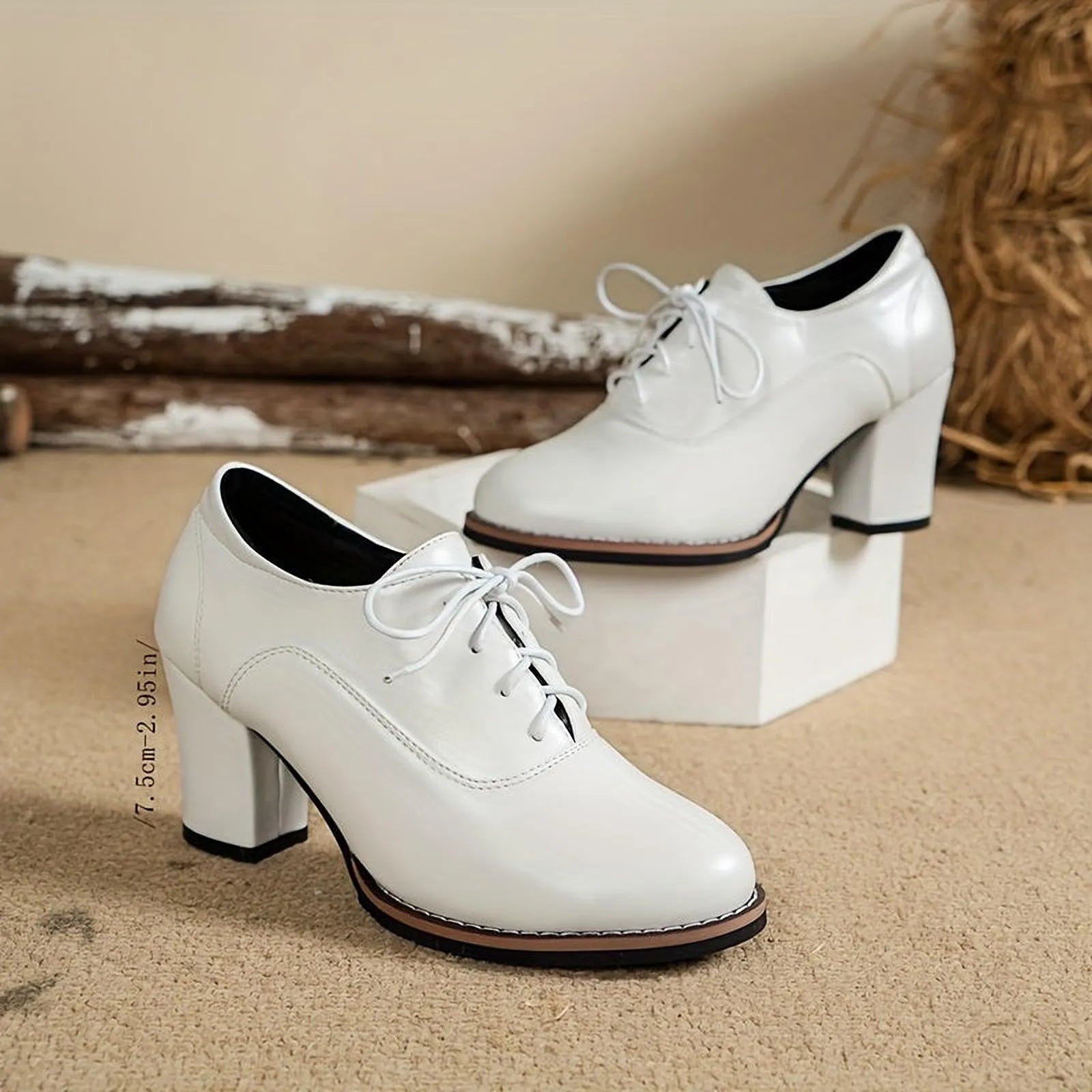 Chaussures Élégance à Lacets | Escarpins Femme Élégants à Talons Épais