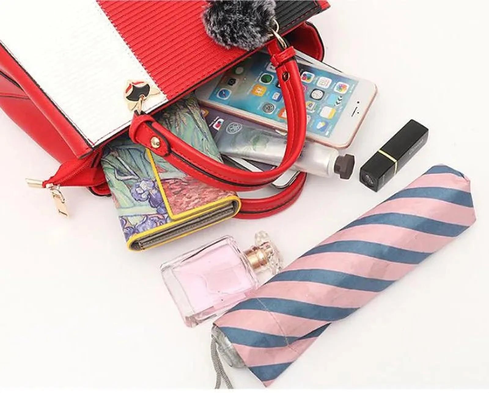 ChicHélice Sac | Sac à Main Tressé Élégant avec Pompon Déco