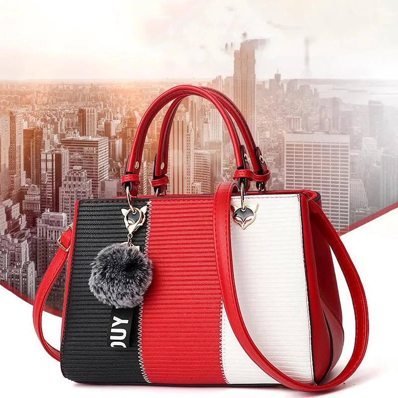 ChicHélice Sac | Sac à Main Tressé Élégant avec Pompon Déco