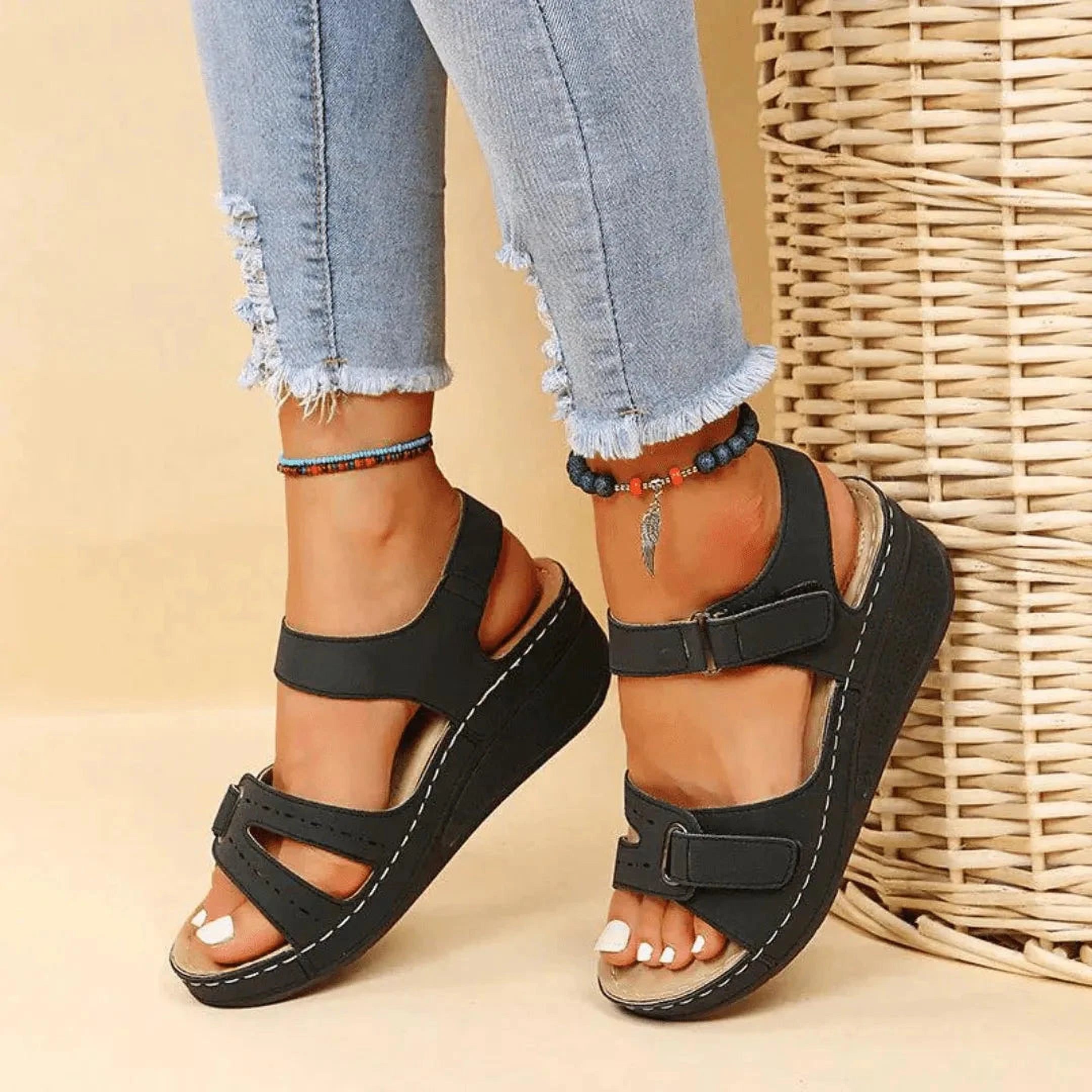 Confort Chic Sandales | Sandales Ergonomiques en Cuir pour Femmes