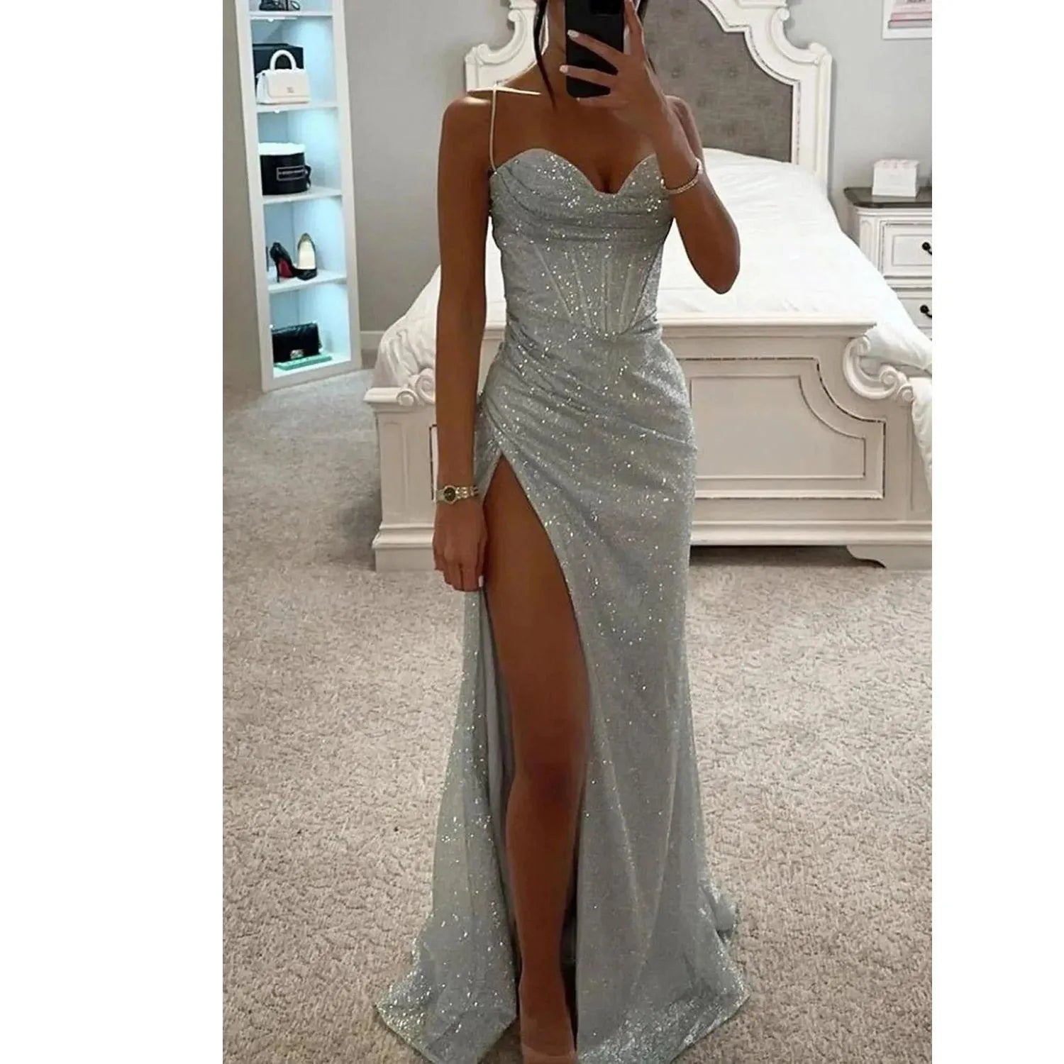 Éclat Élégante | Robe Maxi à Paillettes pour Femmes Soirées