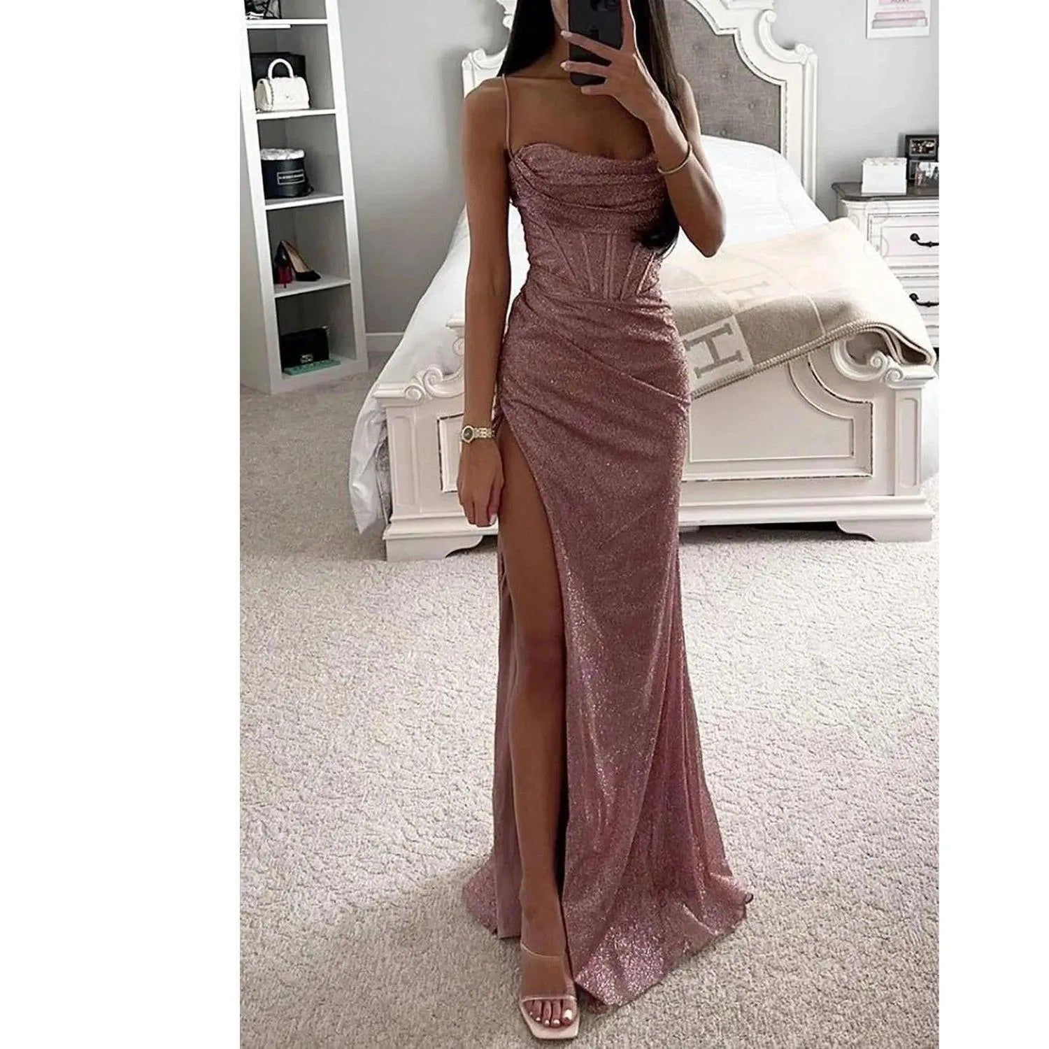 Éclat Élégante | Robe Maxi à Paillettes pour Femmes Soirées