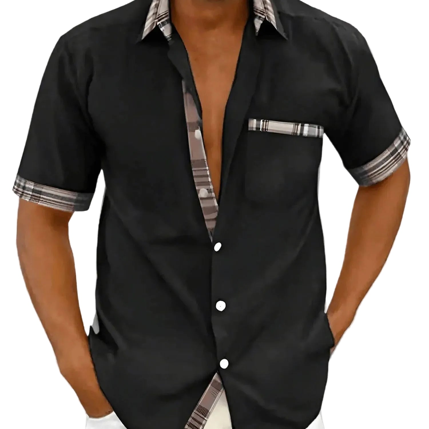 Élégance Aérée | Chemise Homme Manches Courtes en Tissu Léger et Respirant