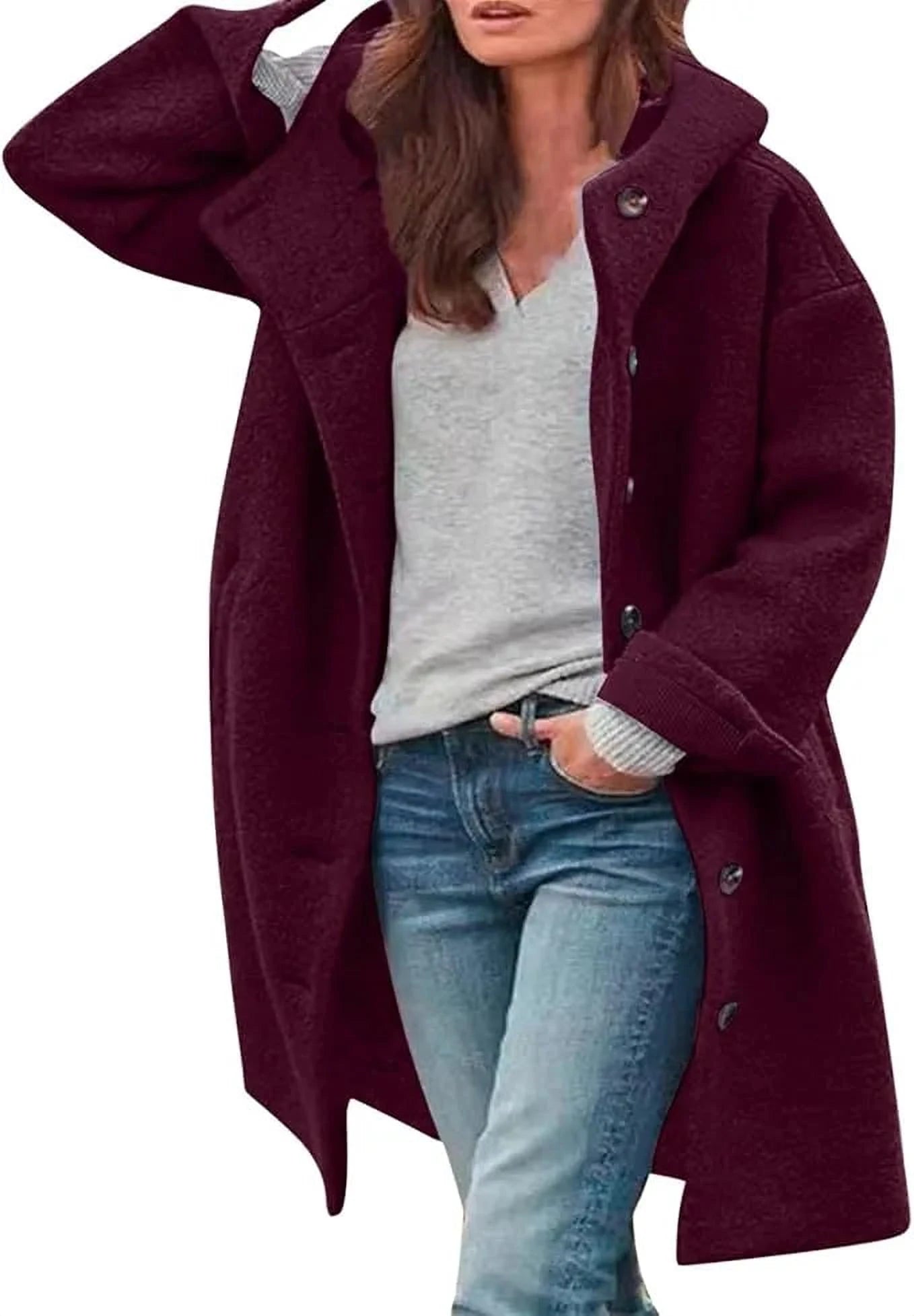Élégance Coton Manteau | Manteau Femme Ample pour Automne et Hiver