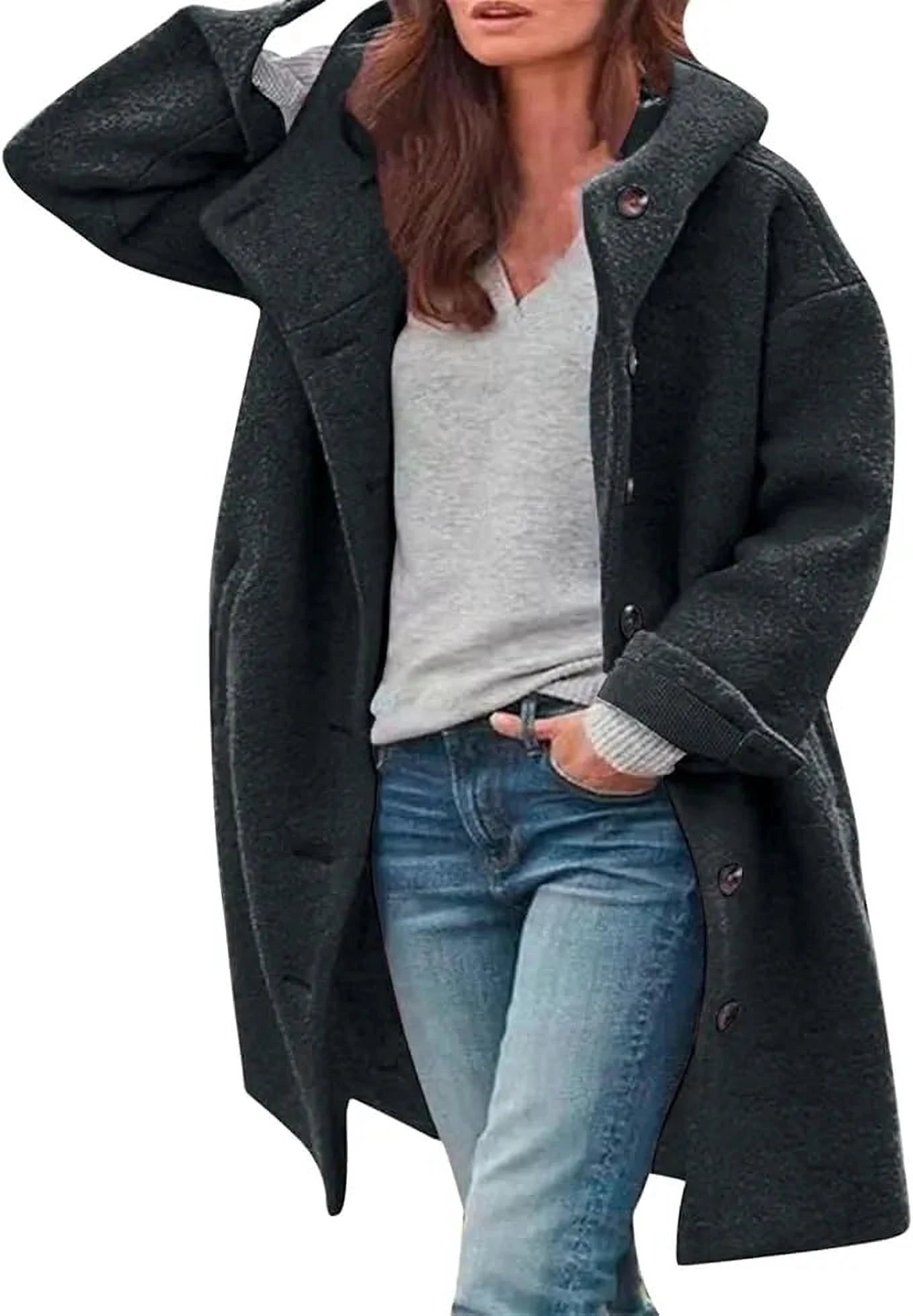 Élégance Coton Manteau | Manteau Femme Ample pour Automne et Hiver