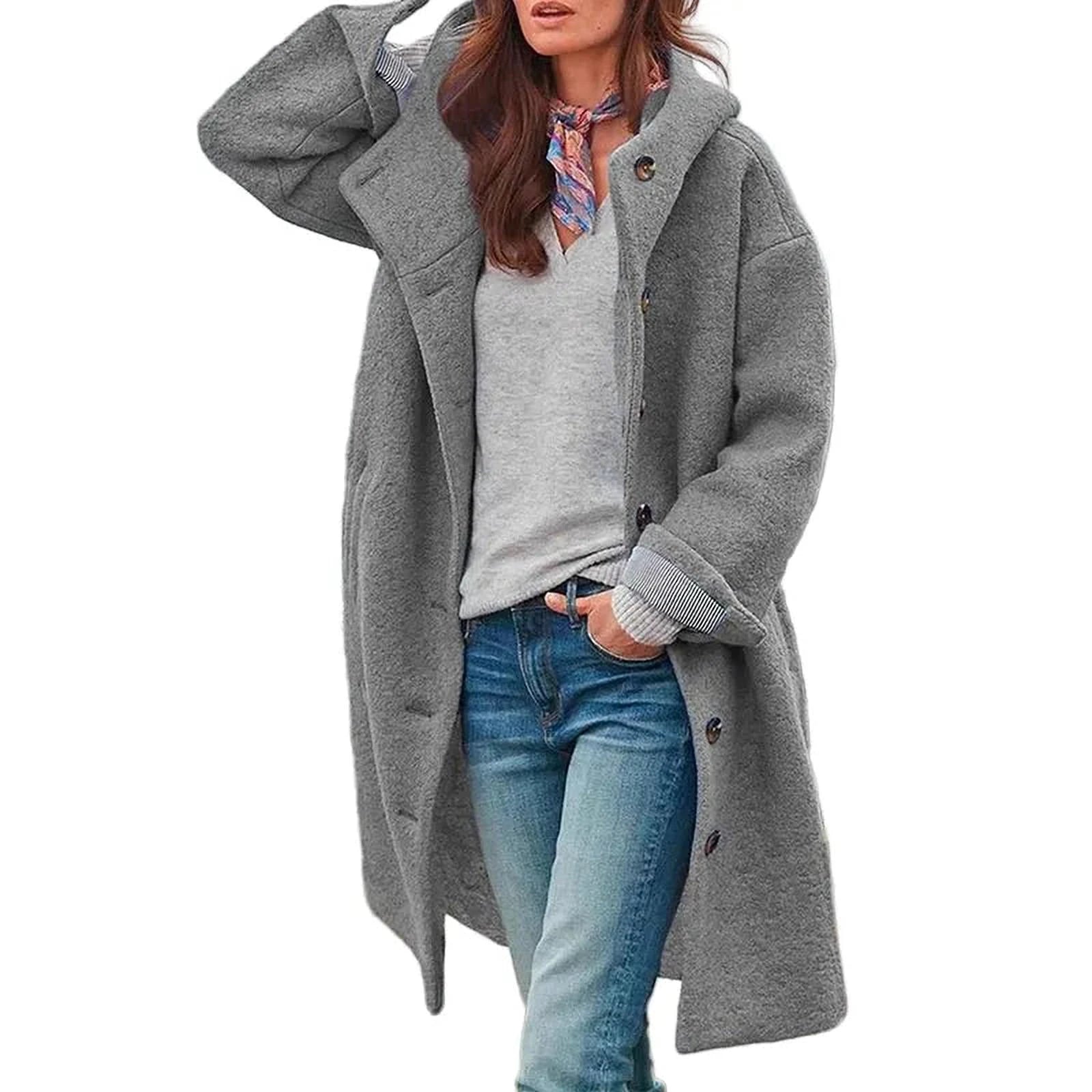 Élégance Coton Manteau | Manteau Femme Ample pour Automne et Hiver