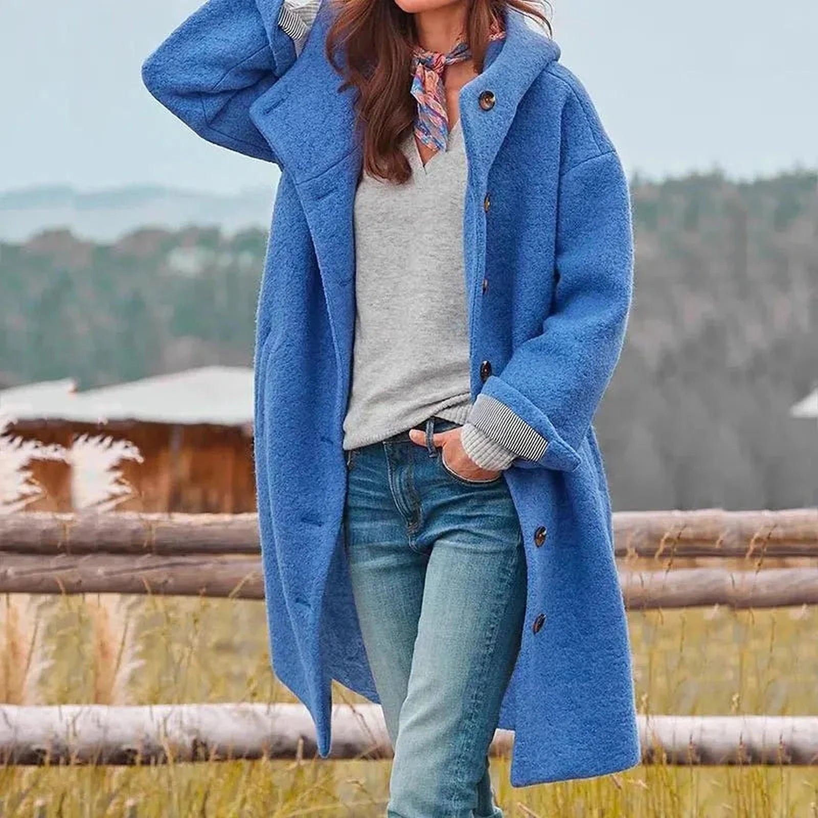 Élégance Coton Manteau | Manteau Femme Ample pour Automne et Hiver