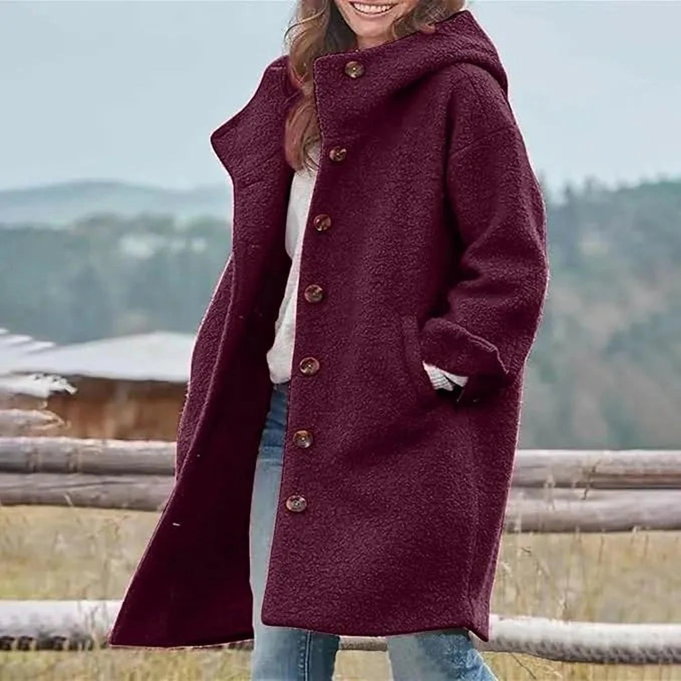 Élégance Coton Manteau | Manteau Femme Ample pour Automne et Hiver