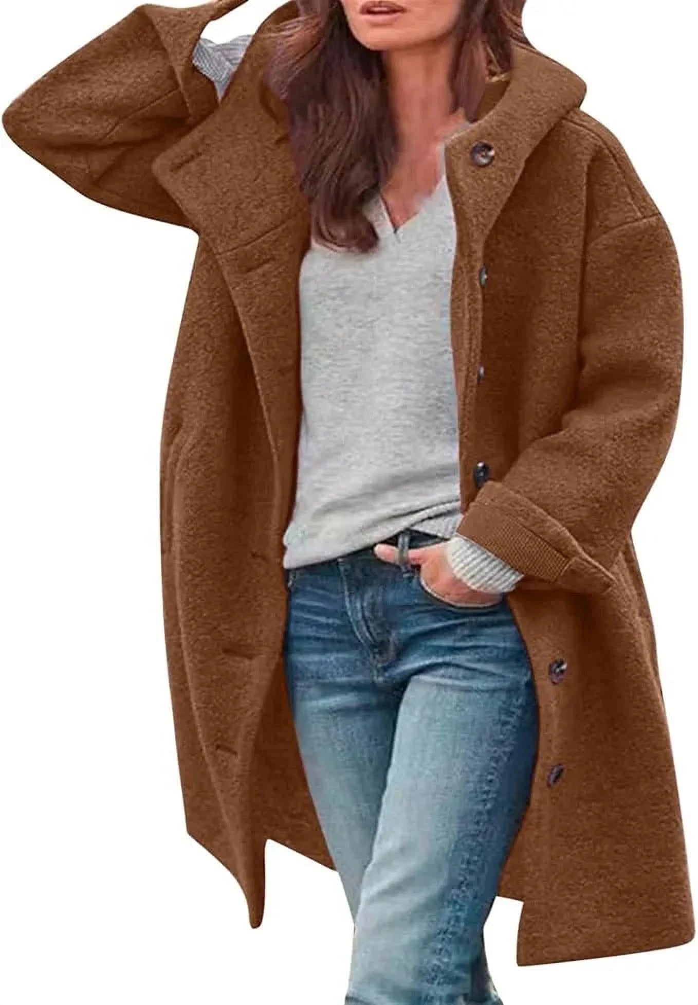 Élégance Coton Manteau | Manteau Femme Ample pour Automne et Hiver