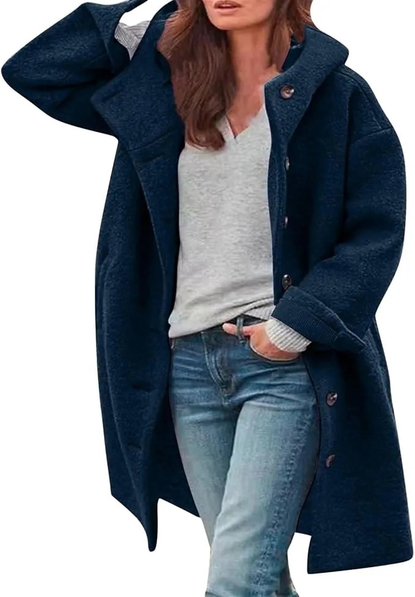 Élégance Coton Manteau | Manteau Femme Ample pour Automne et Hiver