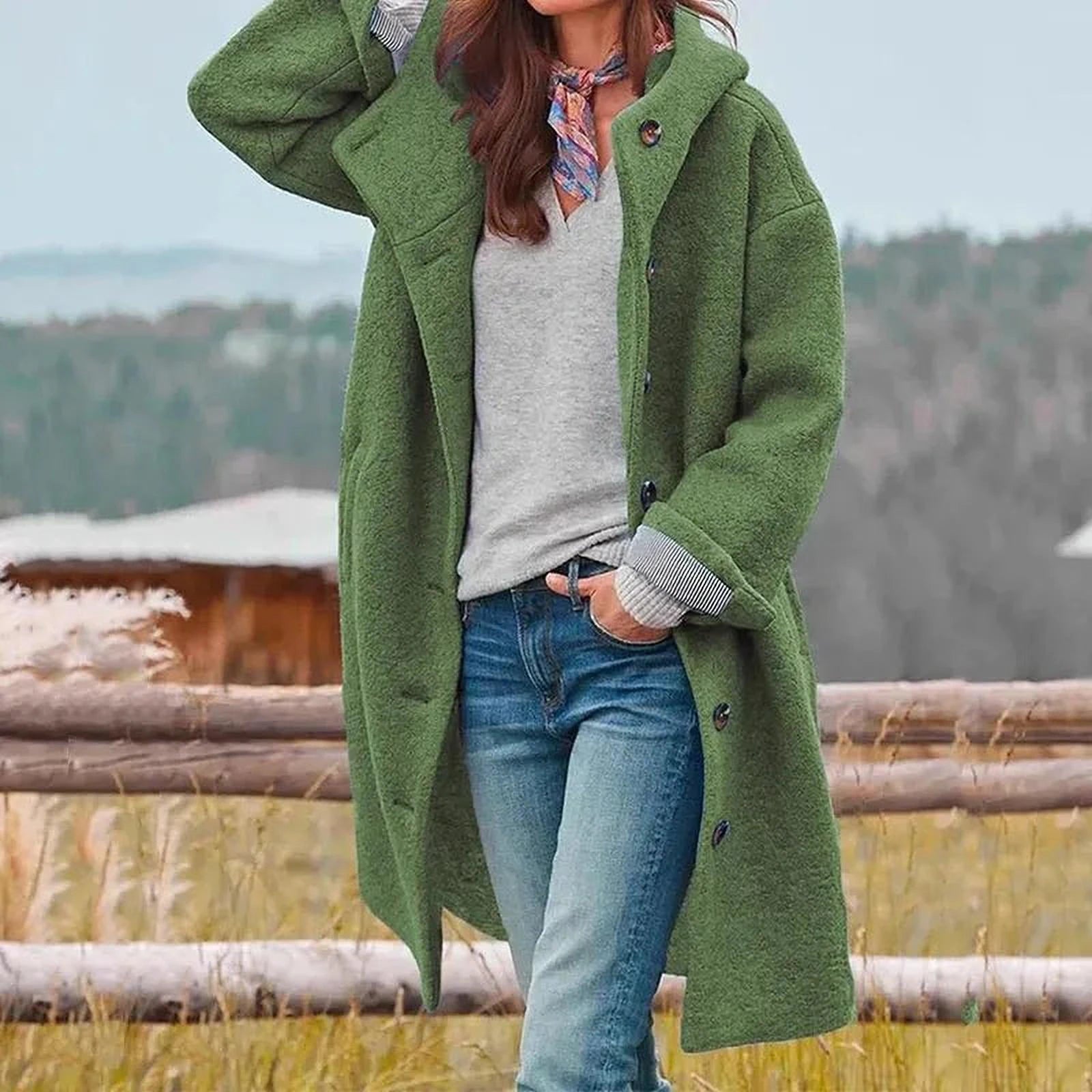 Élégance Coton Manteau | Manteau Femme Ample pour Automne et Hiver