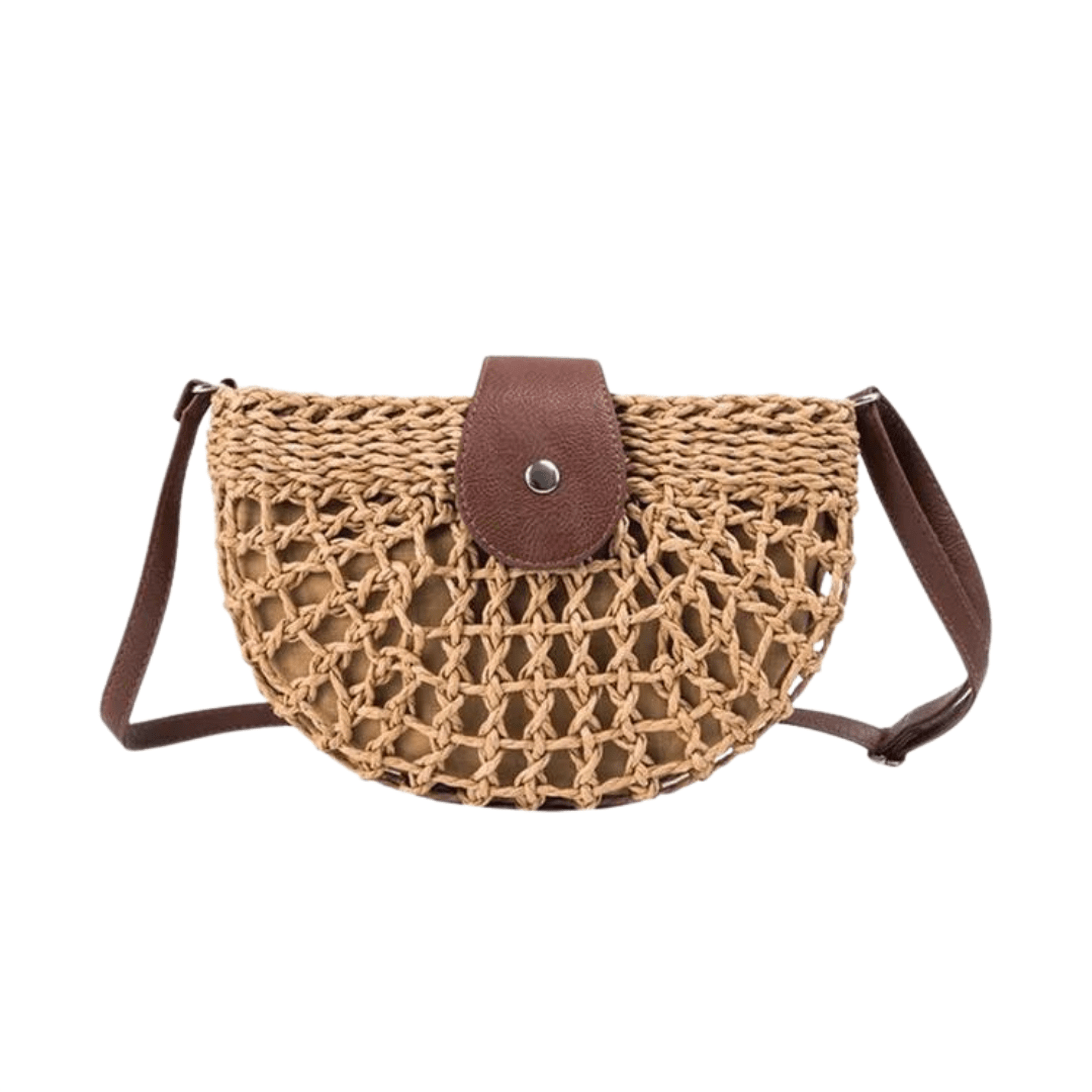 Élégance Ronde | Sac Bandoulière Tressé Avec Rabat Pratique