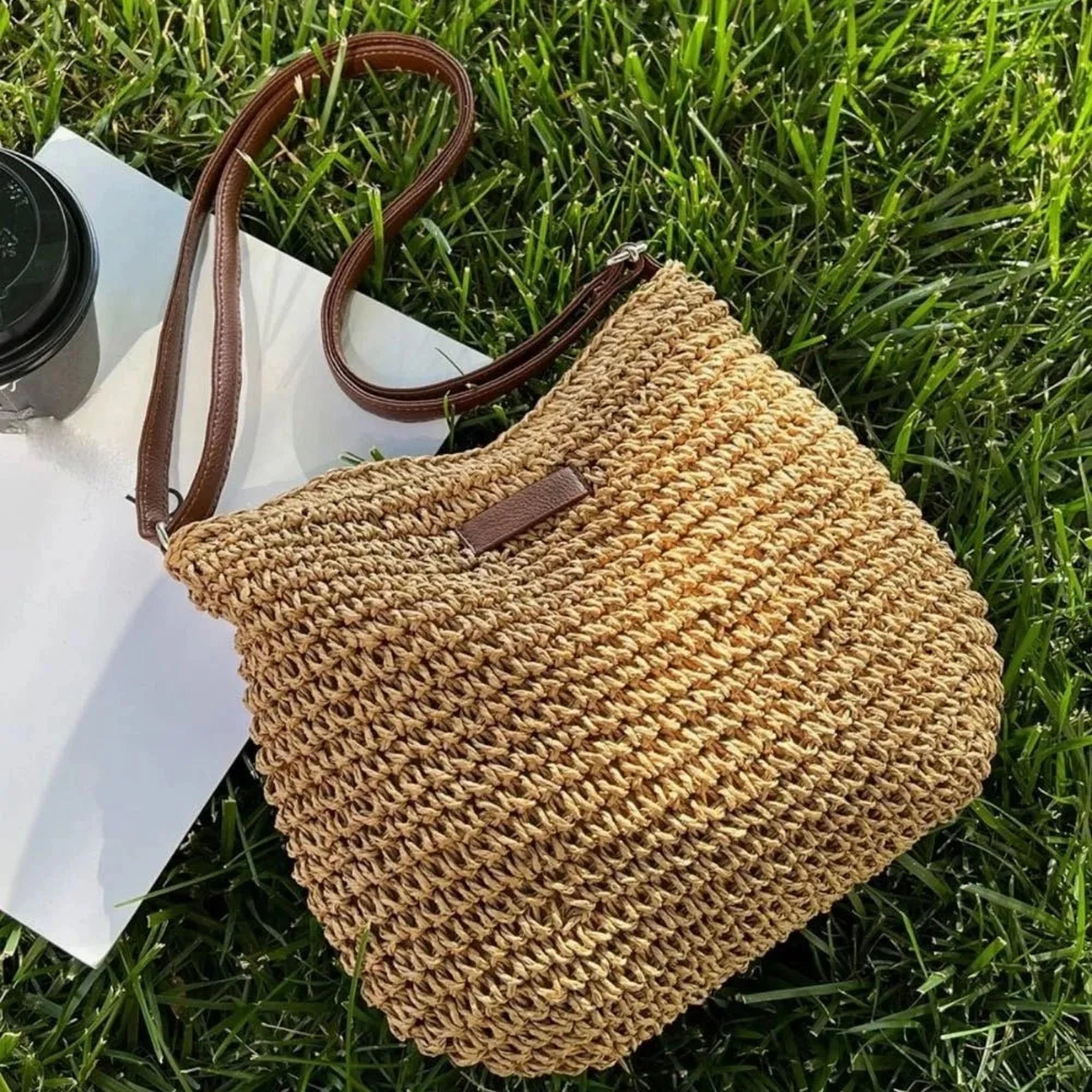 Élégance Tressée | Sac en Bandoulière Raphia pour Femmes