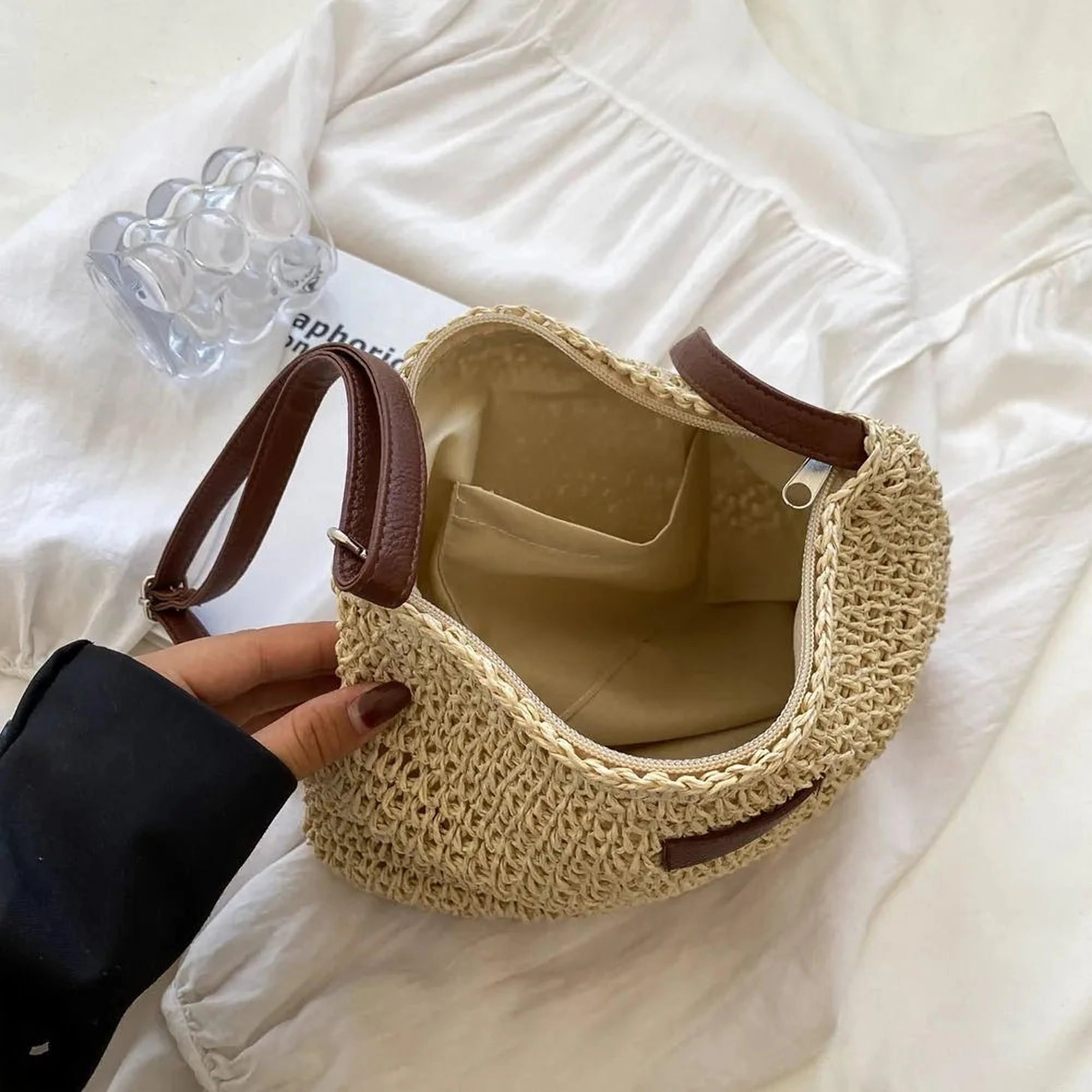 Élégance Tressée | Sac en Bandoulière Raphia pour Femmes