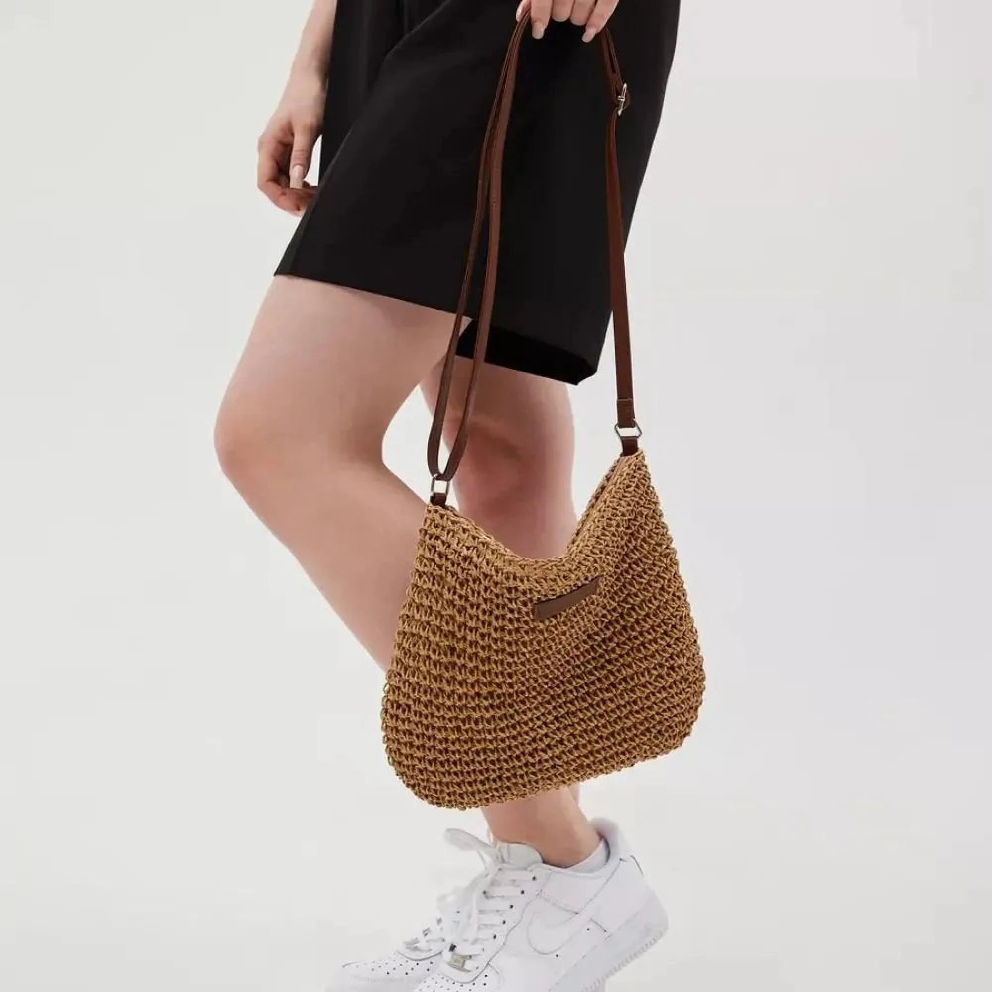 Élégance Tressée | Sac en Bandoulière Raphia pour Femmes