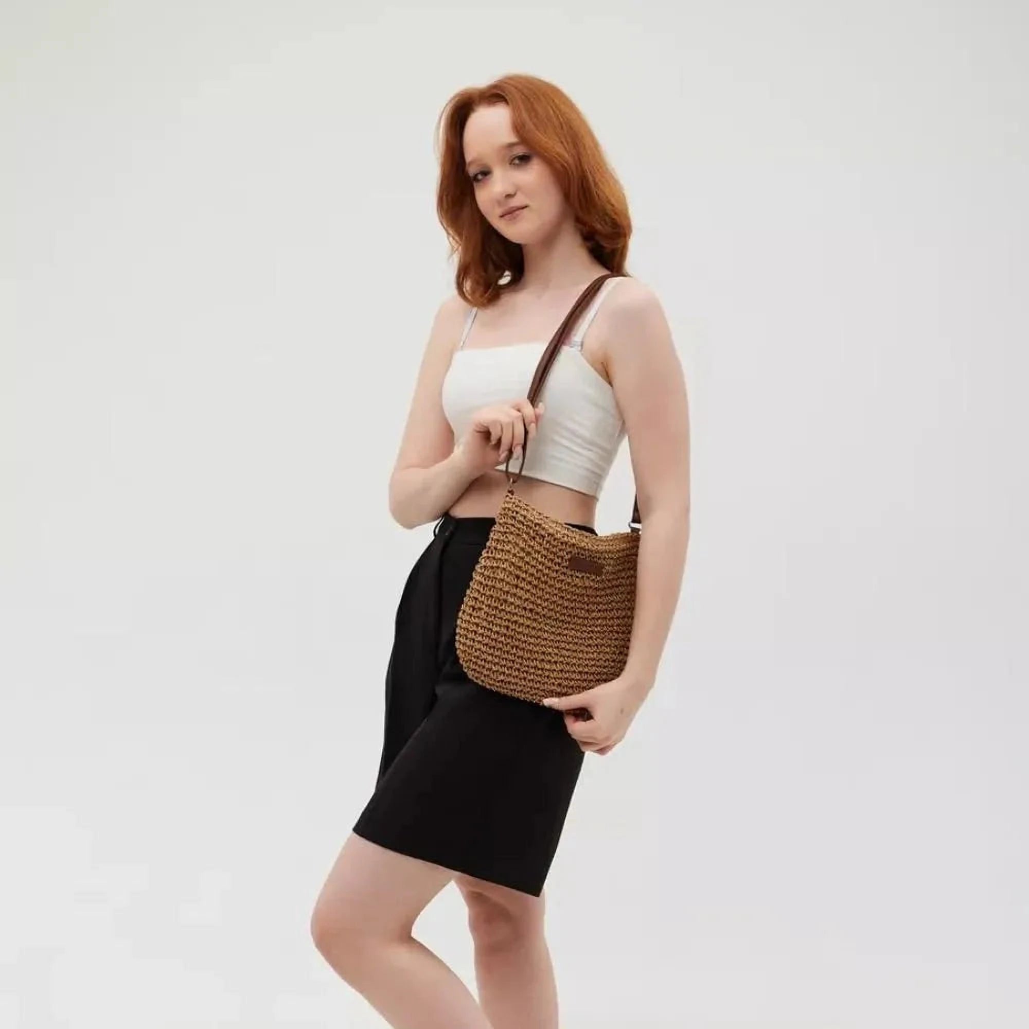 Élégance Tressée | Sac en Bandoulière Raphia pour Femmes