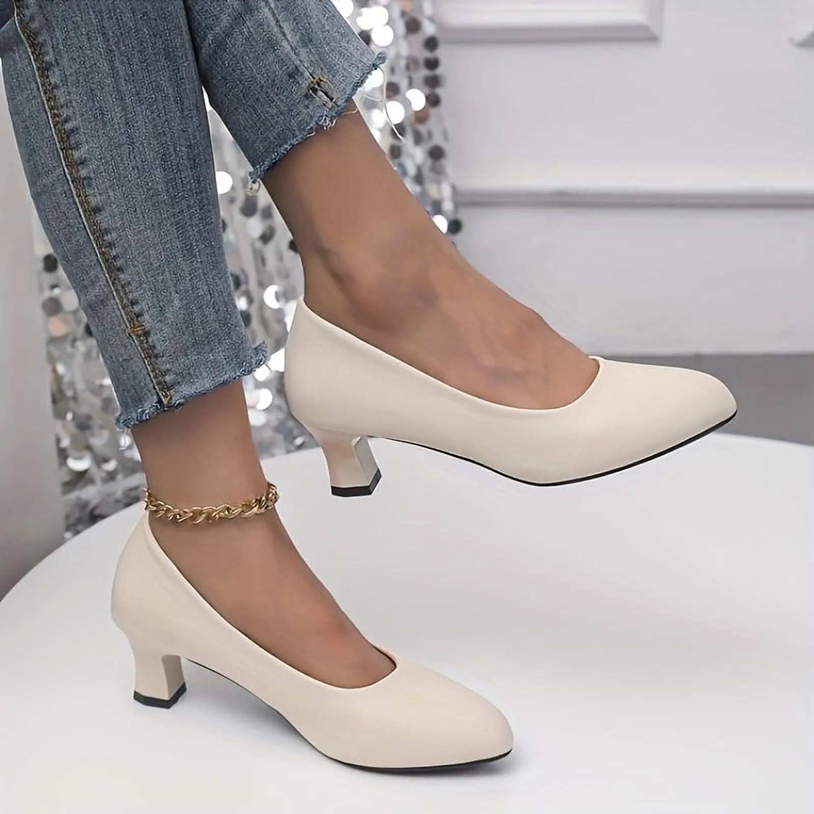 Irina Élégance | Chaussures femme à talon bloc et bout pointu
