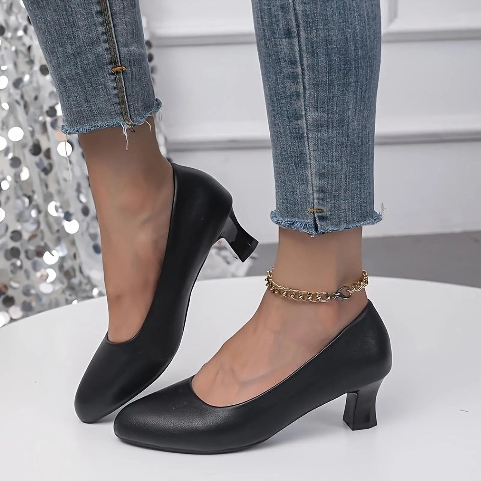 Irina Élégance | Chaussures femme à talon bloc et bout pointu