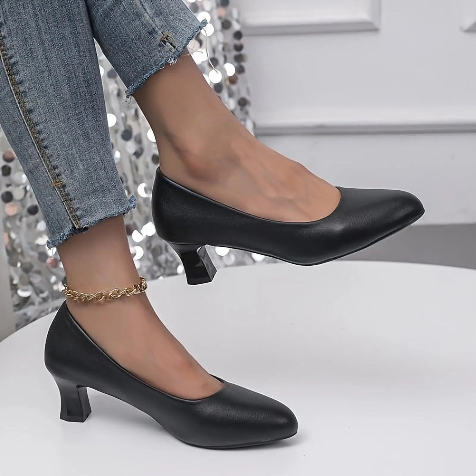 Irina Élégance | Chaussures femme à talon bloc et bout pointu