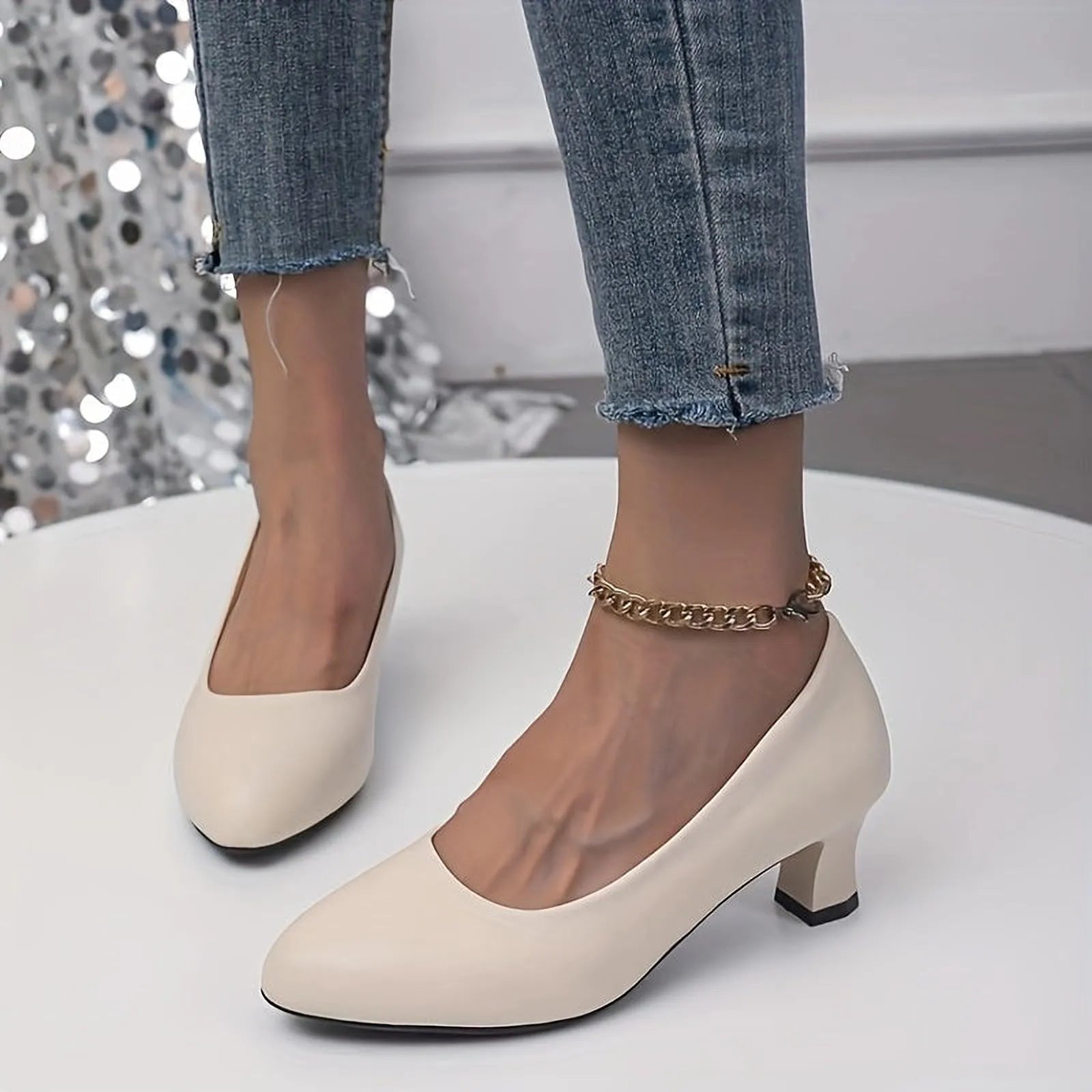Irina Élégance | Chaussures femme à talon bloc et bout pointu