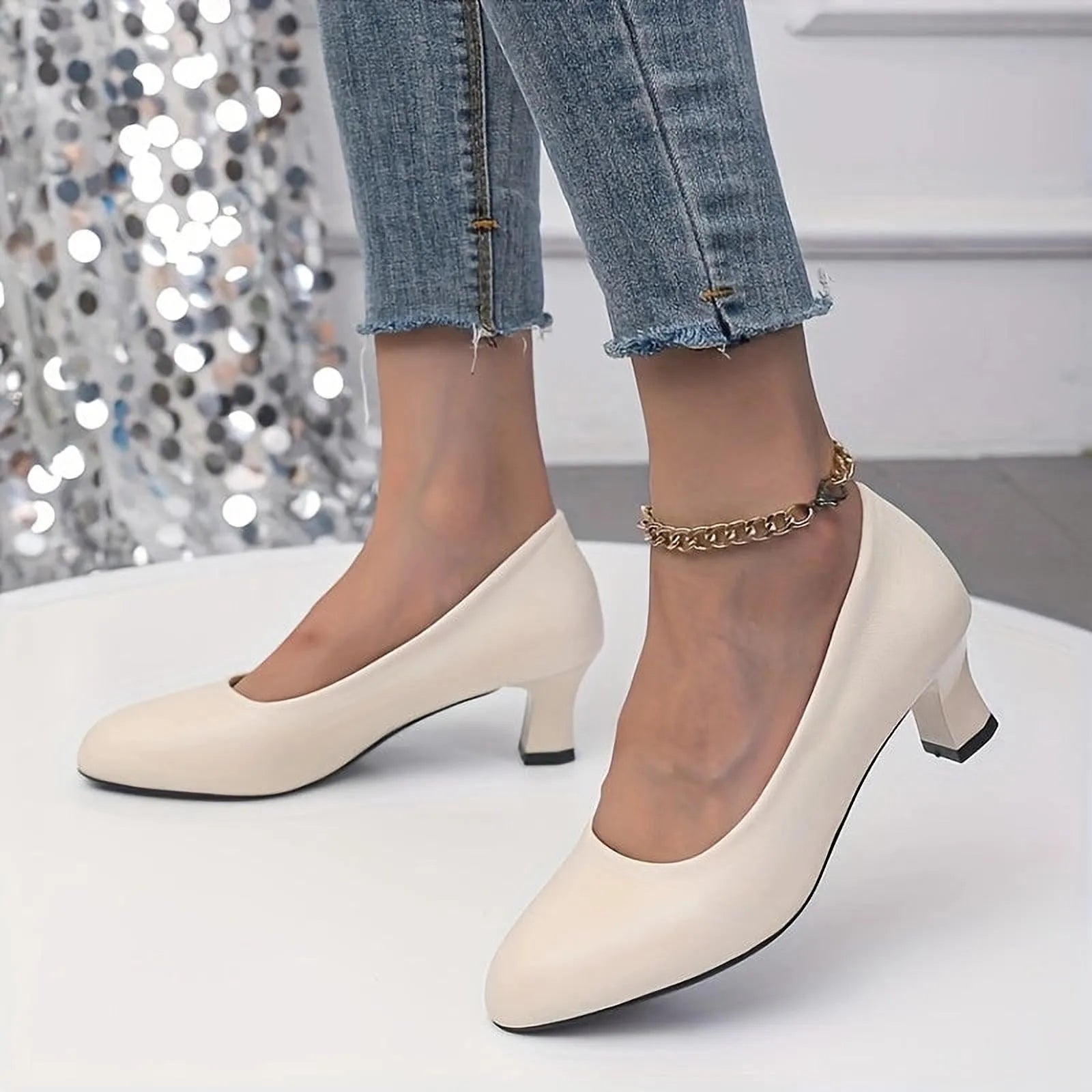Irina Élégance | Chaussures femme à talon bloc et bout pointu