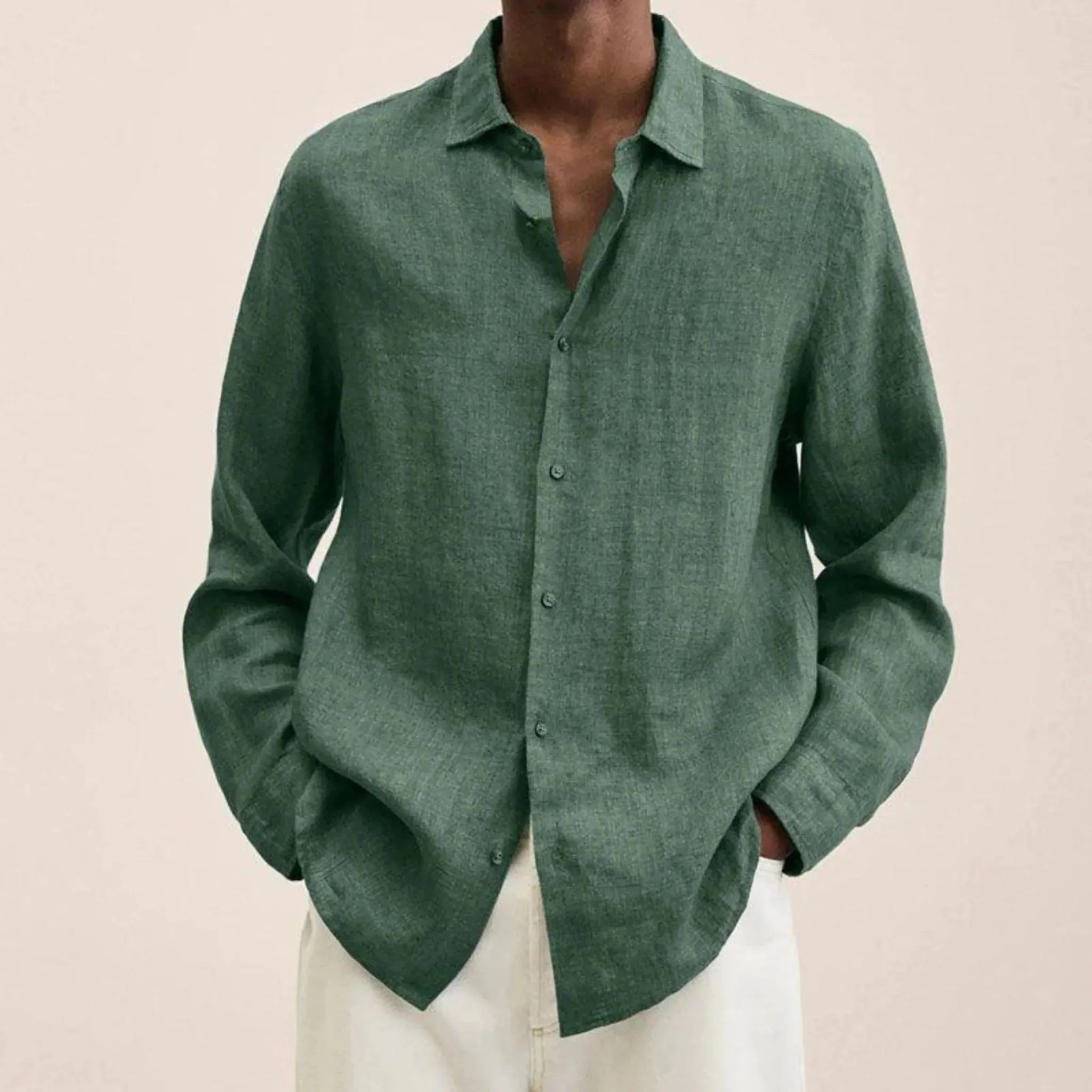 Linotique Élégant | Chemise Homme en Lin à Manches Longues