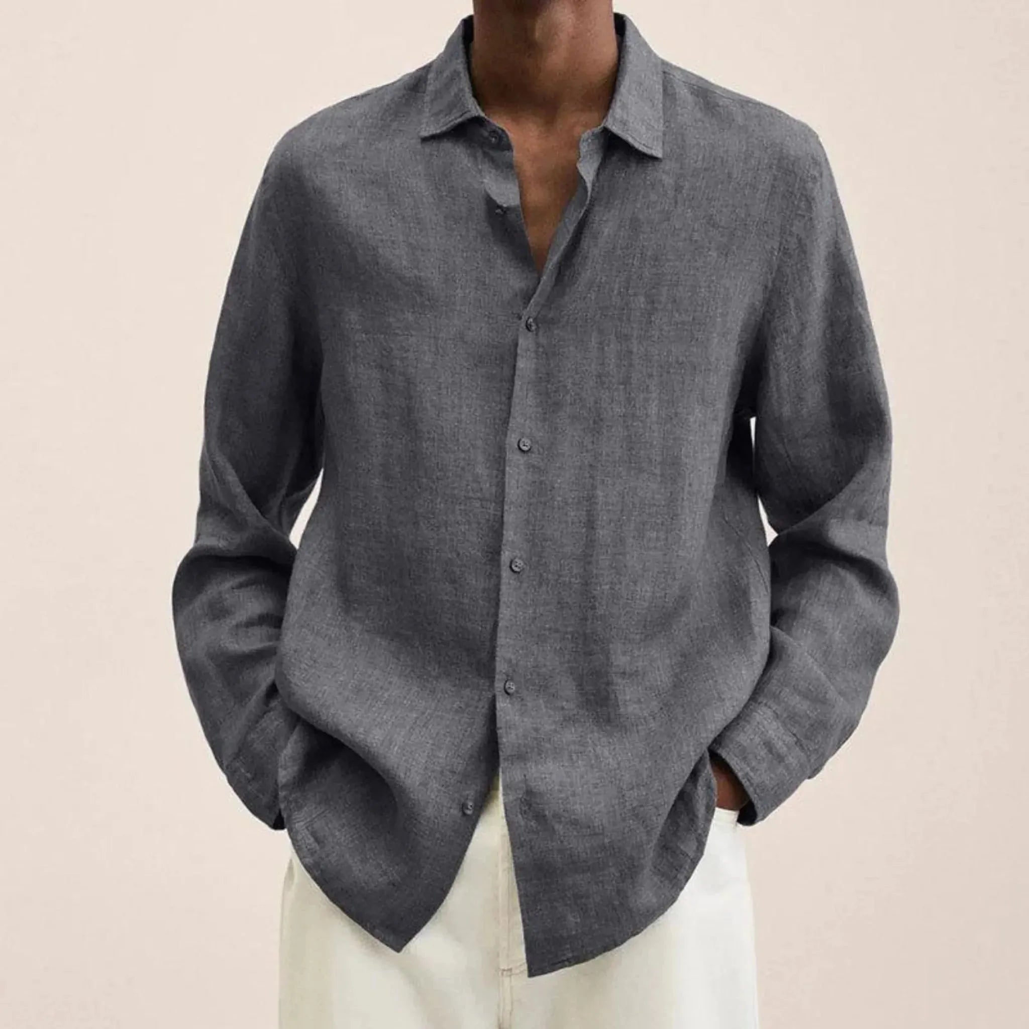 Linotique Élégant | Chemise Homme en Lin à Manches Longues