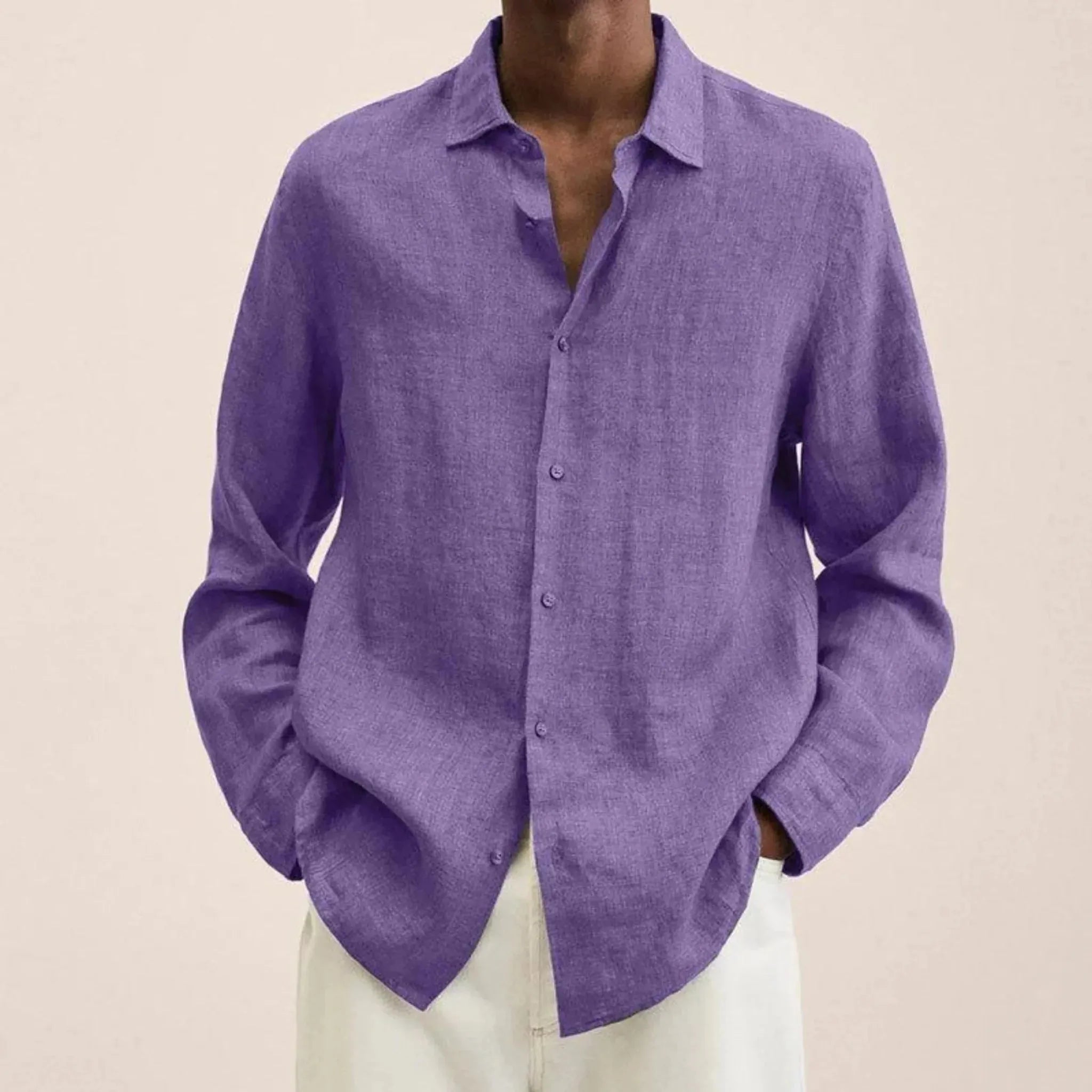 Linotique Élégant | Chemise Homme en Lin à Manches Longues