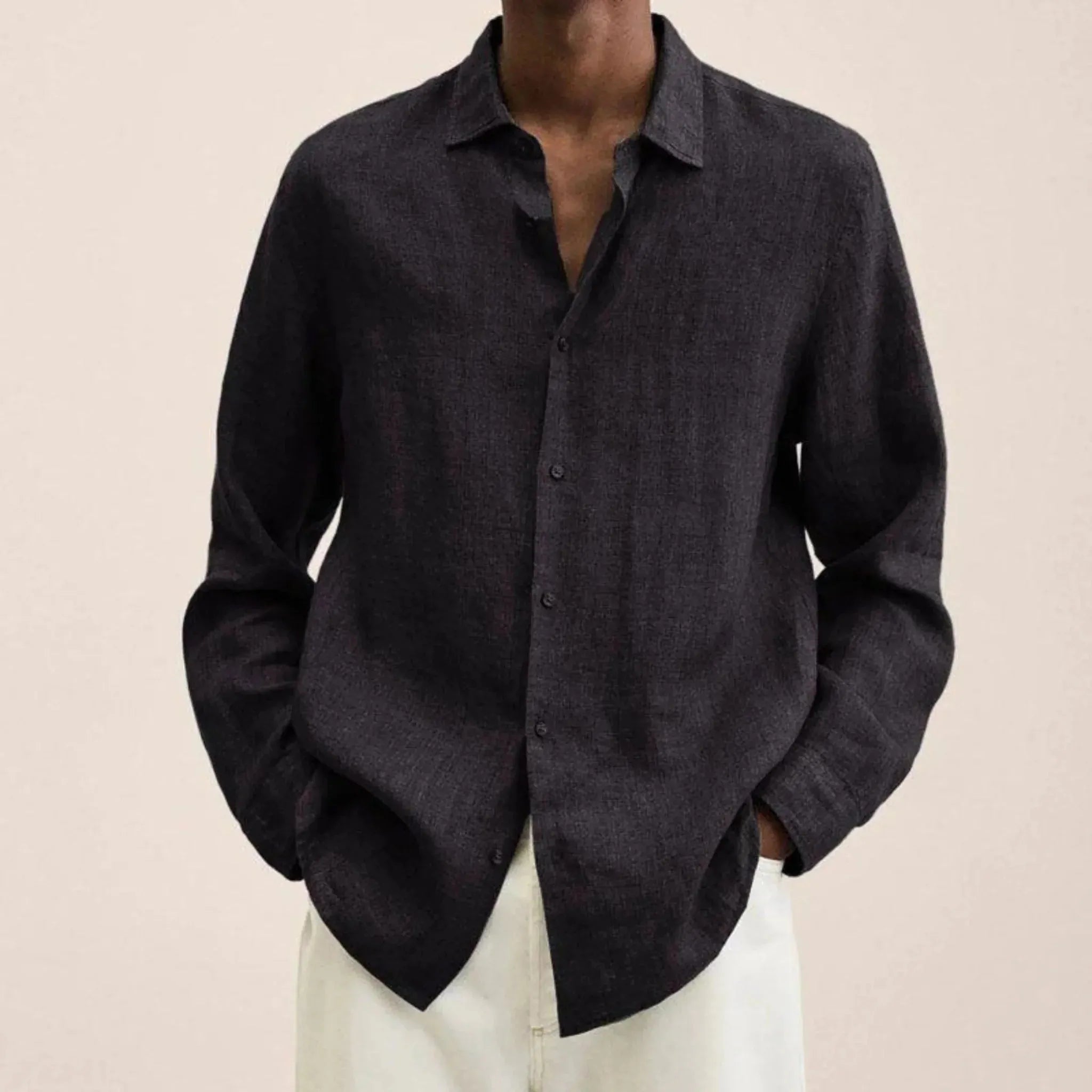 Linotique Élégant | Chemise Homme en Lin à Manches Longues