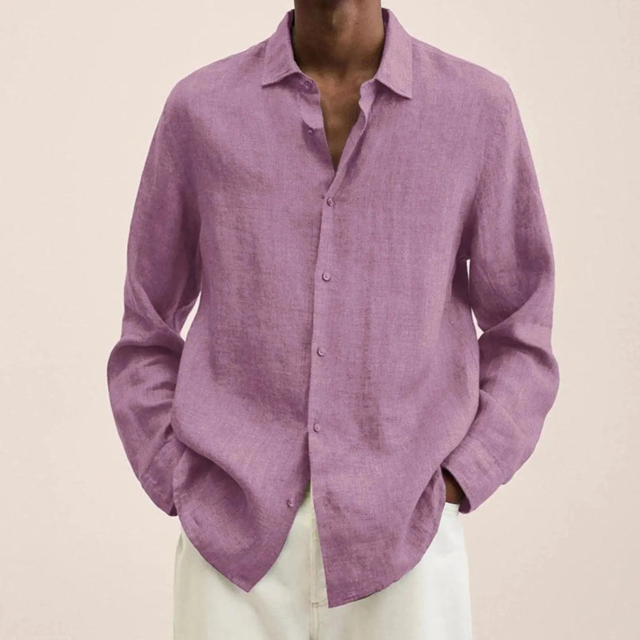 Linotique Élégant | Chemise Homme en Lin à Manches Longues