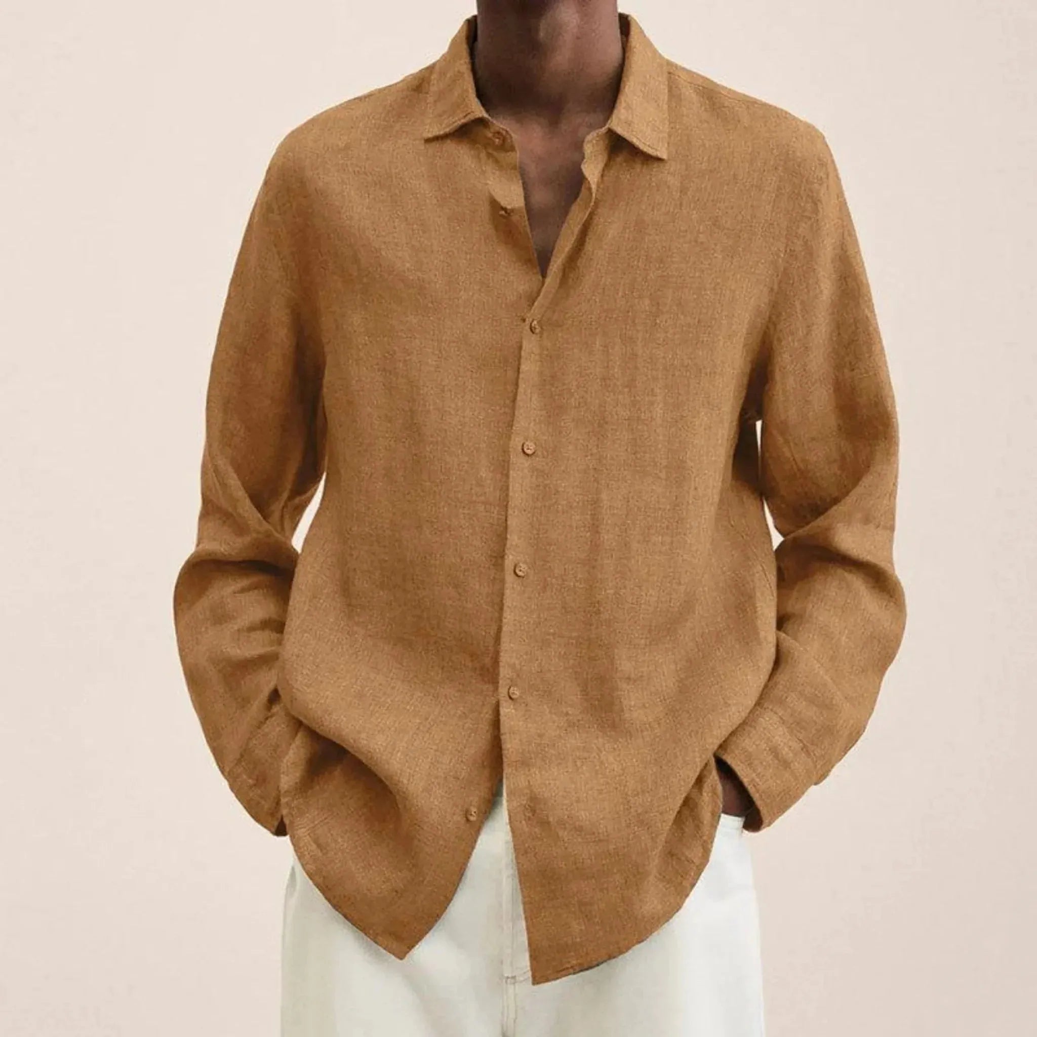 Linotique Élégant | Chemise Homme en Lin à Manches Longues