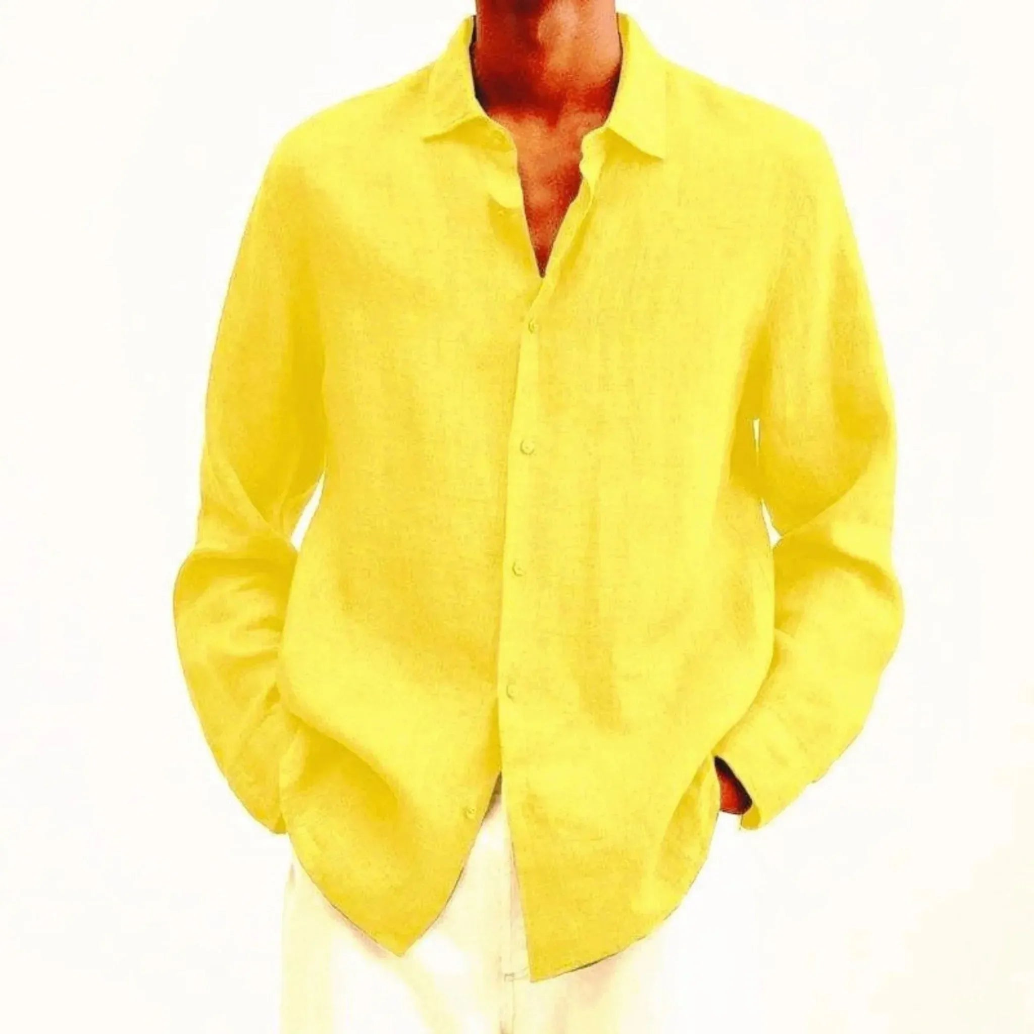 Linotique Élégant | Chemise Homme en Lin à Manches Longues