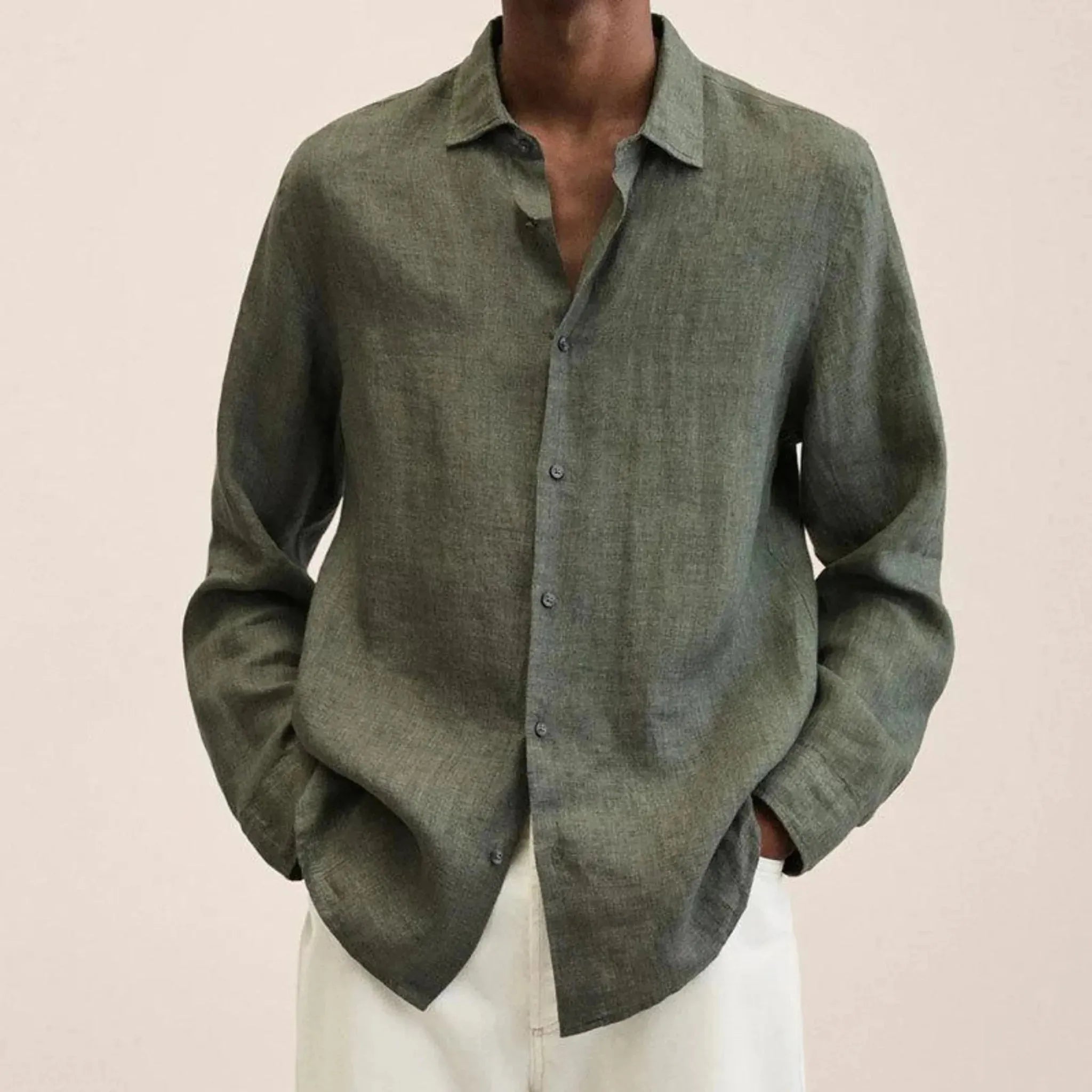 Linotique Élégant | Chemise Homme en Lin à Manches Longues