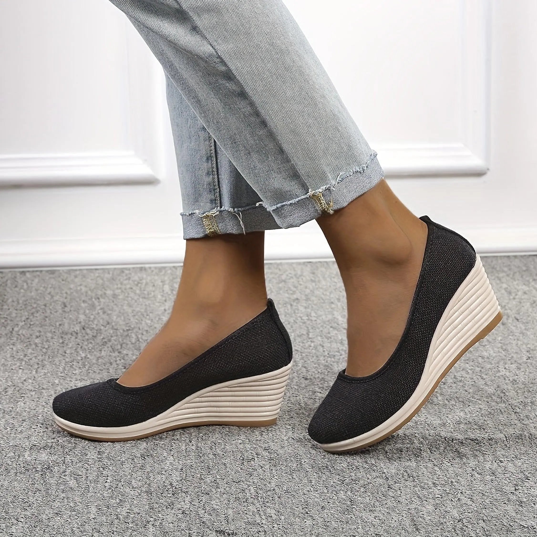 Liora Ventis | Chaussures femme à enfiler respirantes compensées