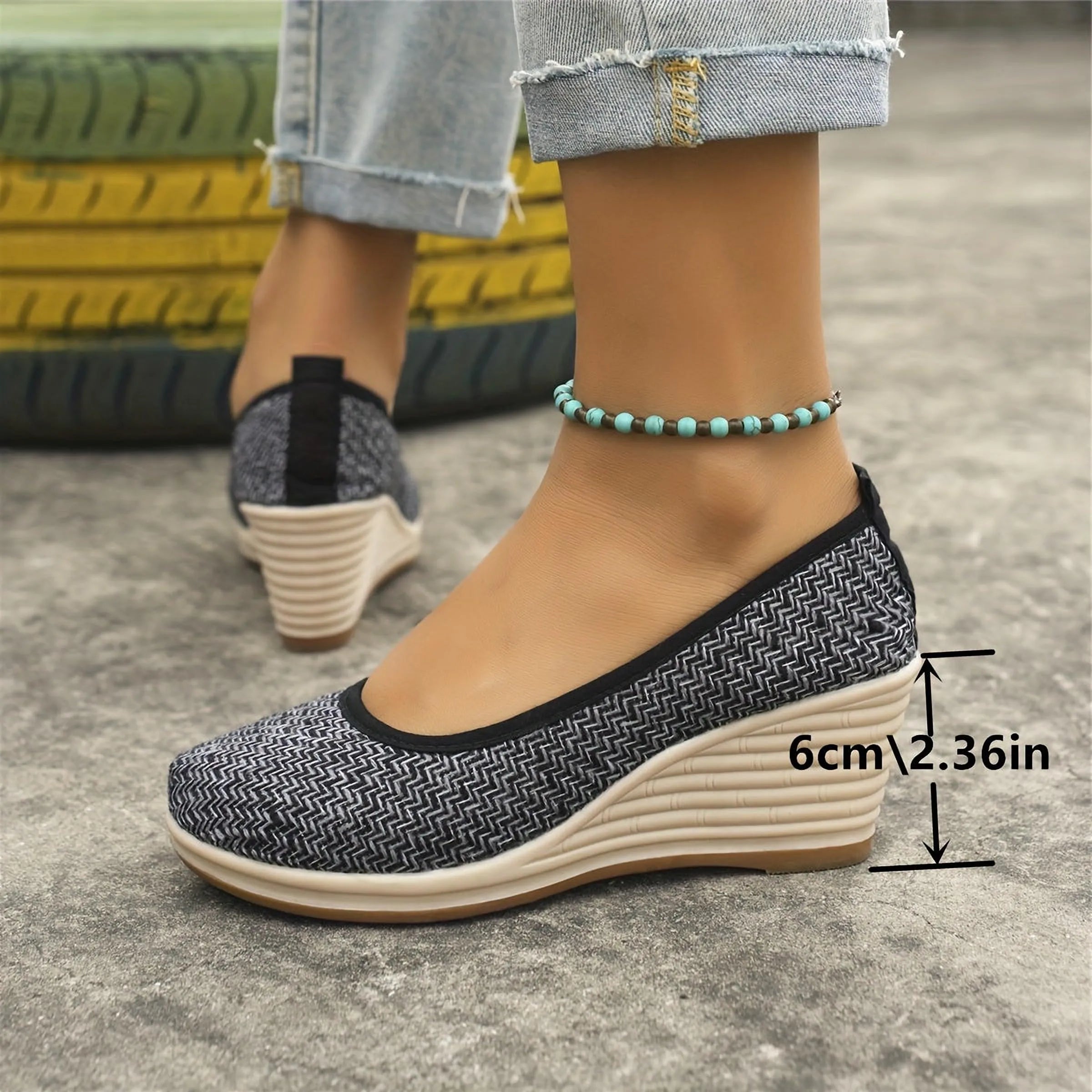 Liora Ventis | Chaussures femme à enfiler respirantes compensées