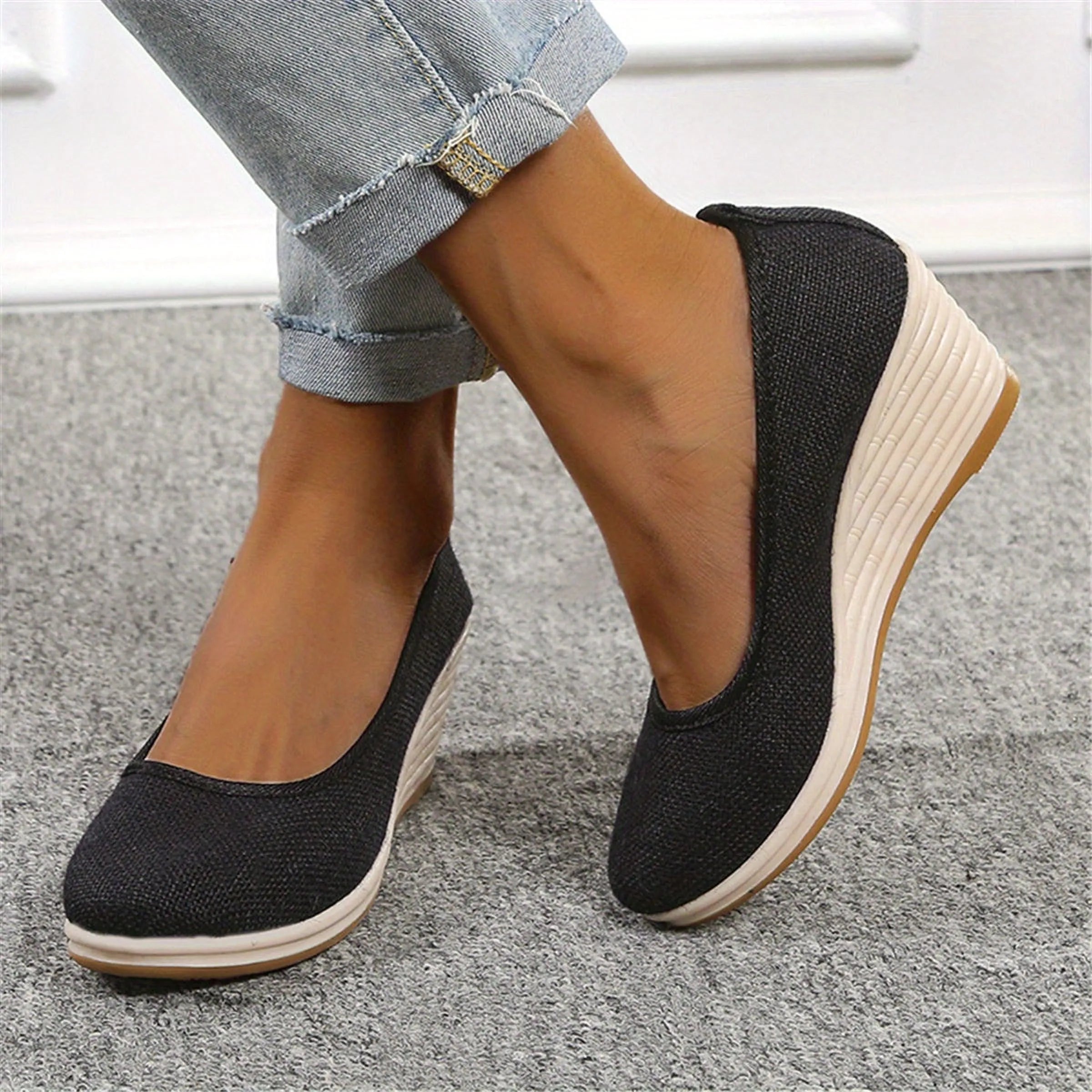 Liora Ventis | Chaussures femme à enfiler respirantes compensées