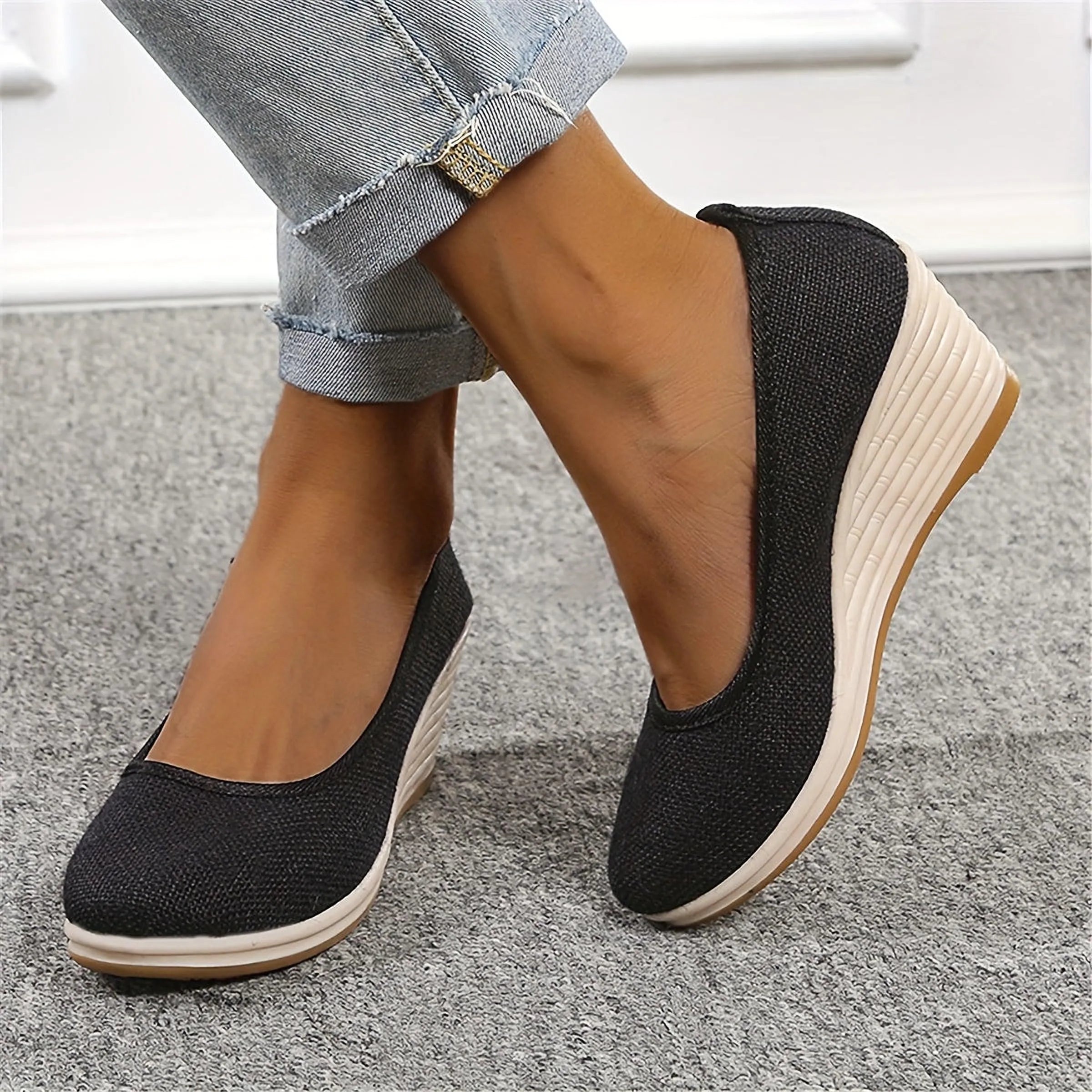 Liora Ventis | Chaussures femme à enfiler respirantes compensées