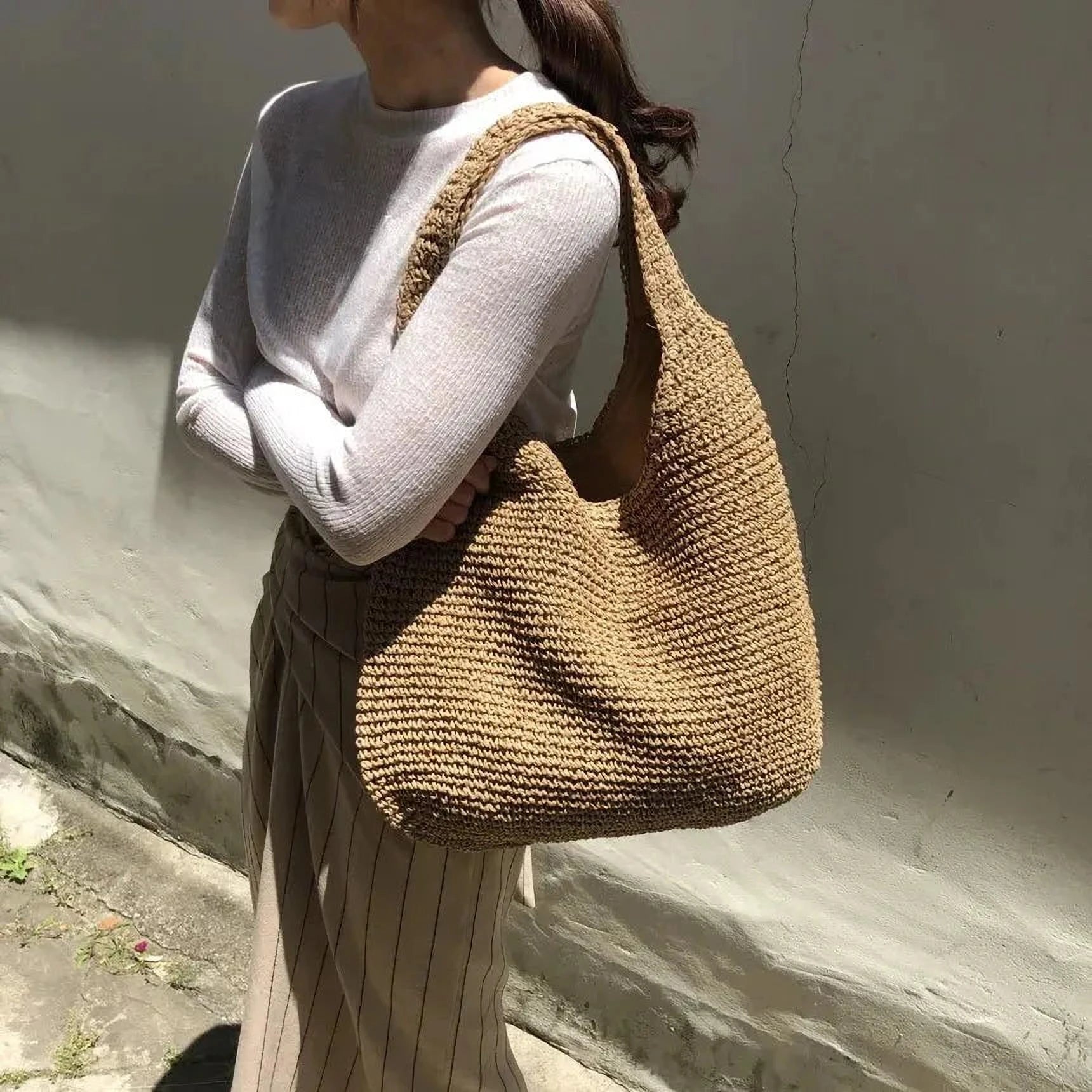 Panier de Soleil | Élégant Sac de Plage en Paille pour Femmes