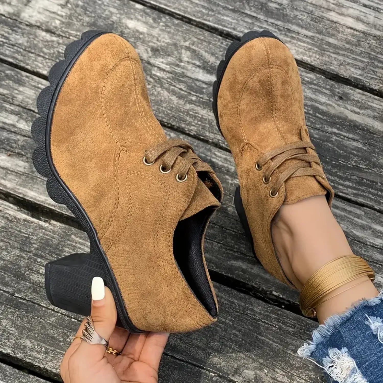 Robuste Passé Bottines | Bottines à Talon Chunky pour Style Rétro