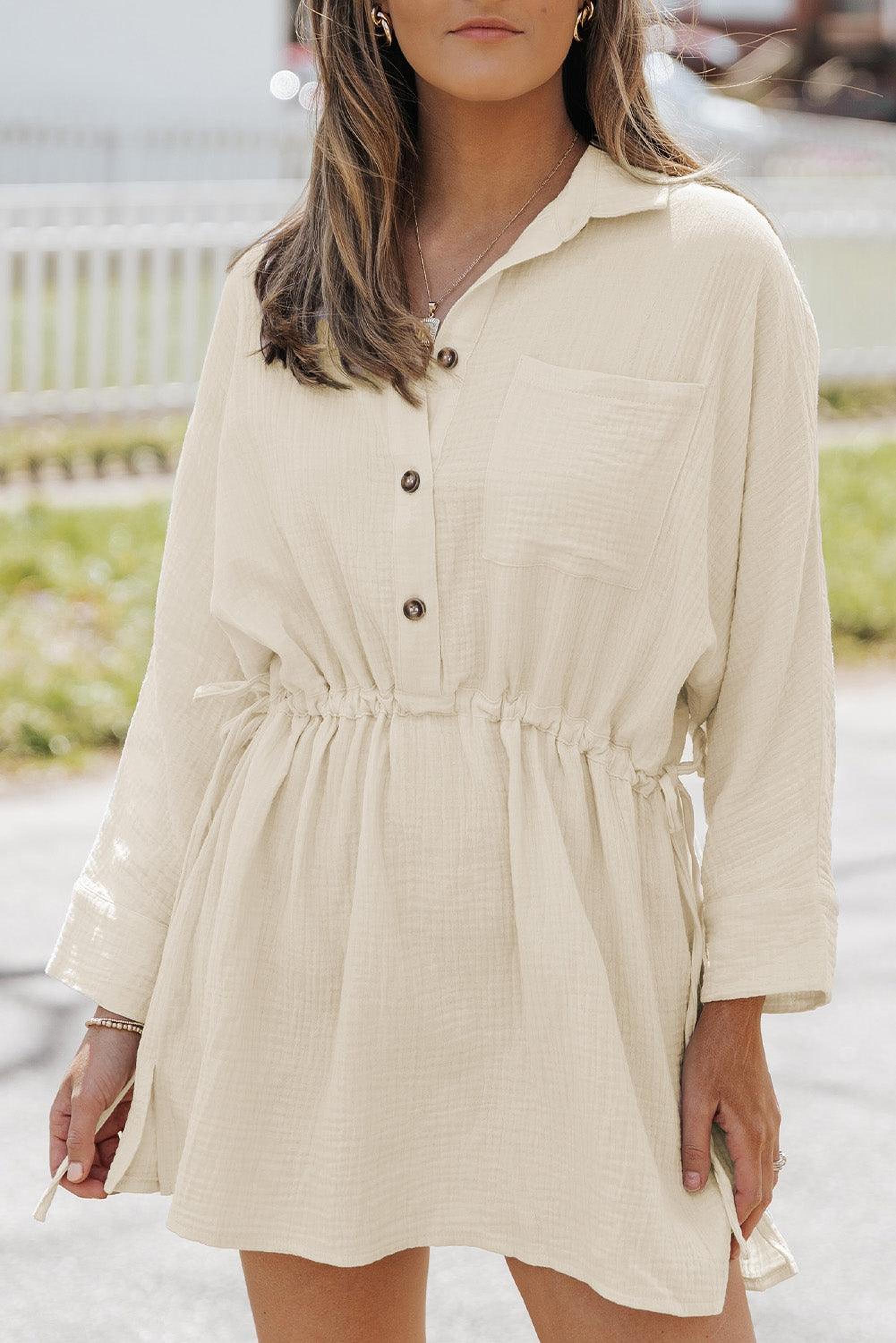 Robe élégante avec boutons et cordon à la taille