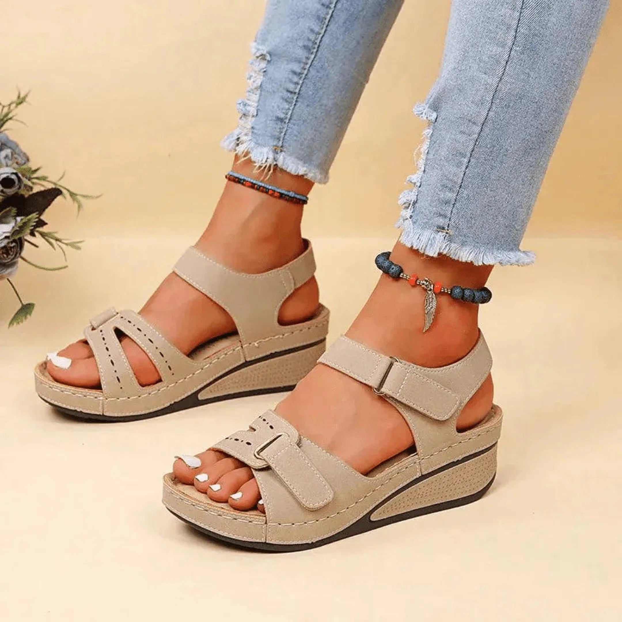 Confort Chic Sandales | Sandales Ergonomiques en Cuir pour Femmes