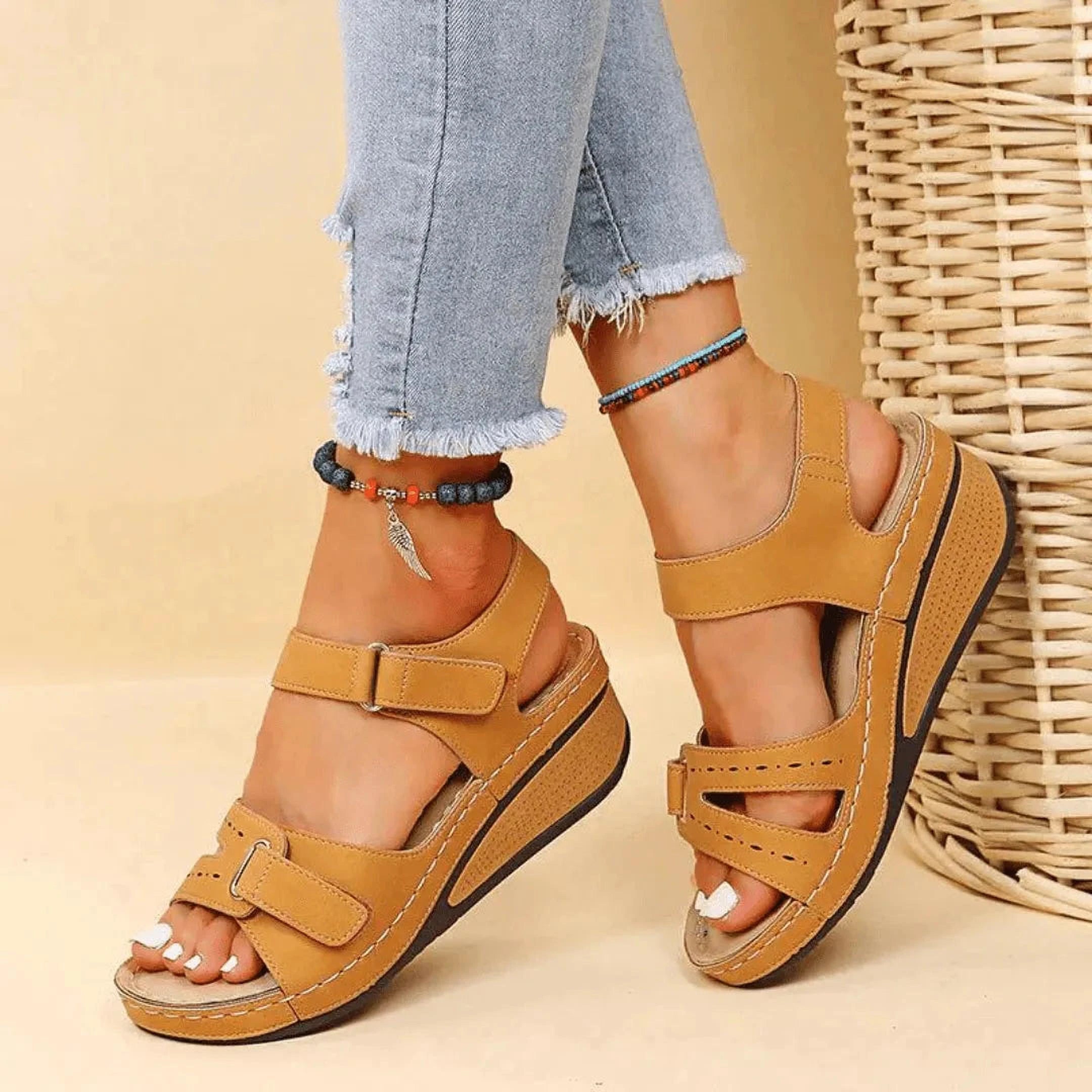 Confort Chic Sandales | Sandales Ergonomiques en Cuir pour Femmes