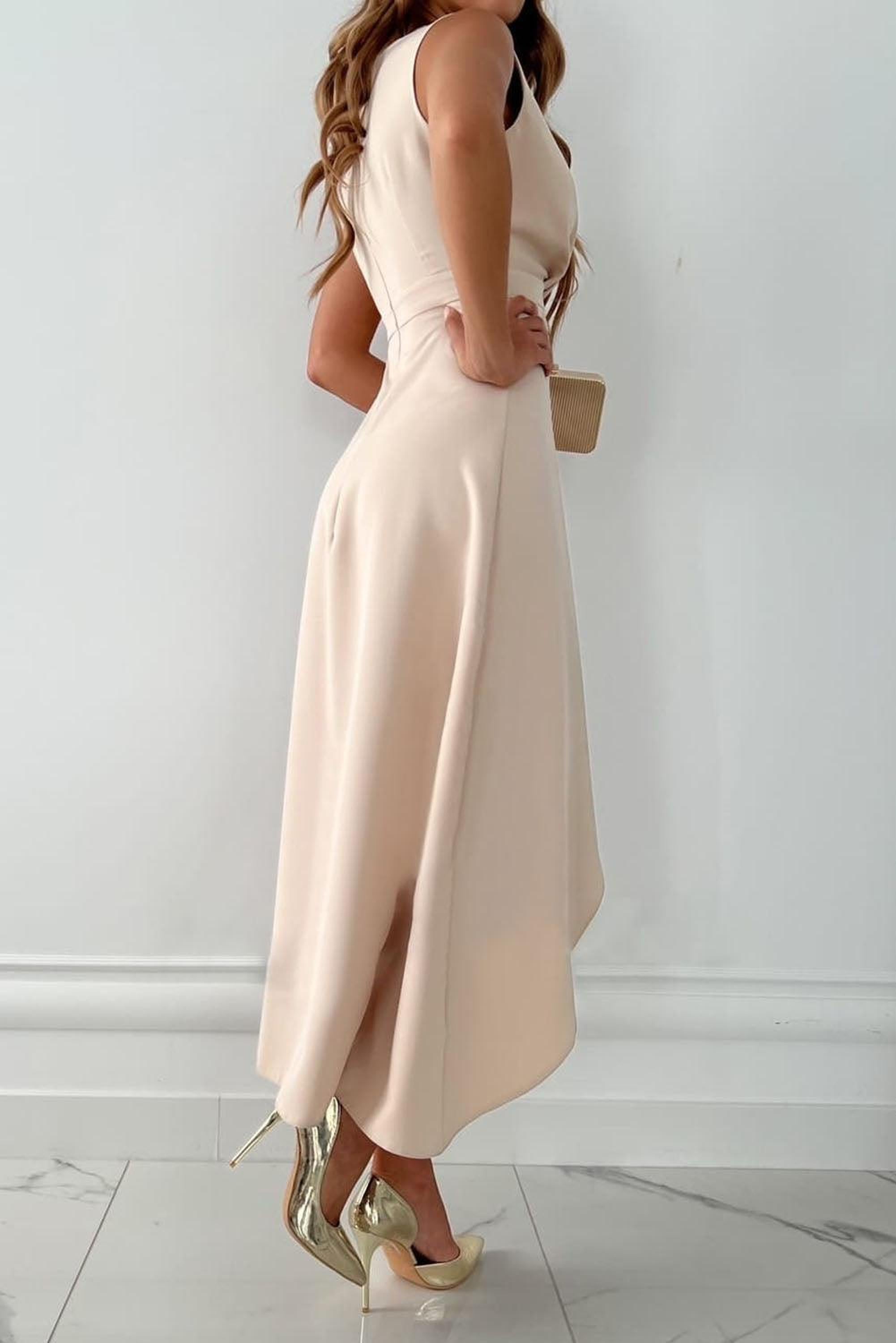 Éclat Abricot Robe | Robe portefeuille fendue à col V