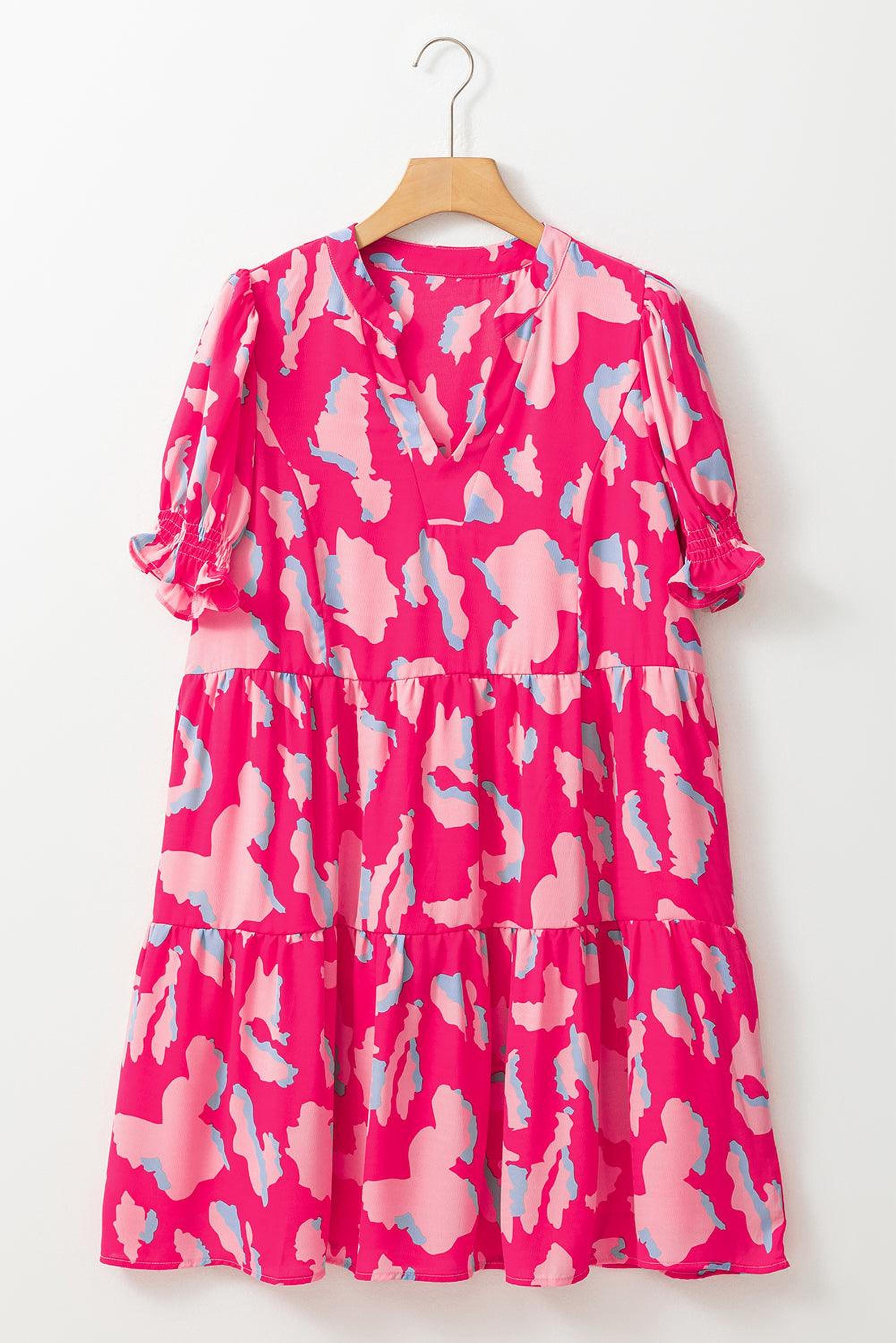 Mini robe avec imprimé abstrait et manches bouffantes