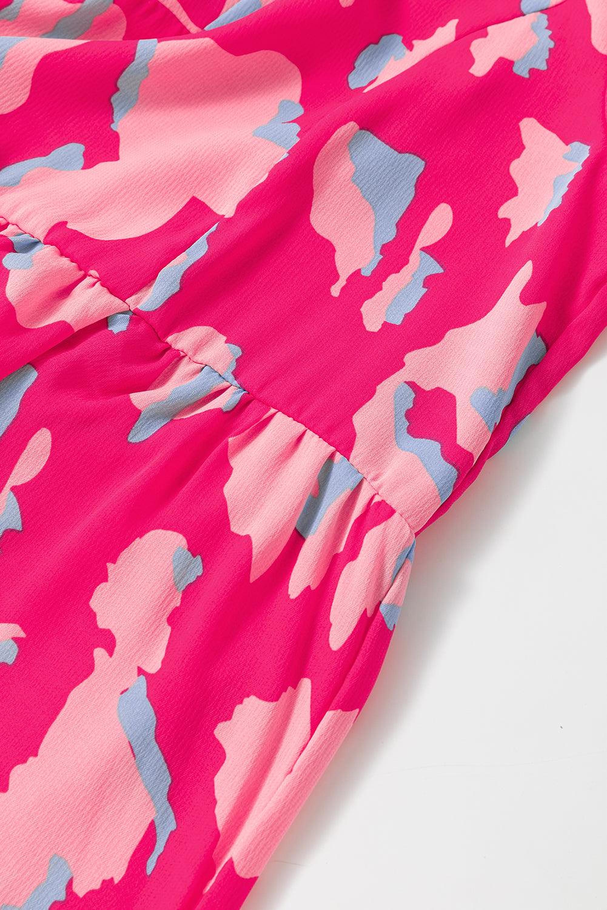 Mini robe avec imprimé abstrait et manches bouffantes