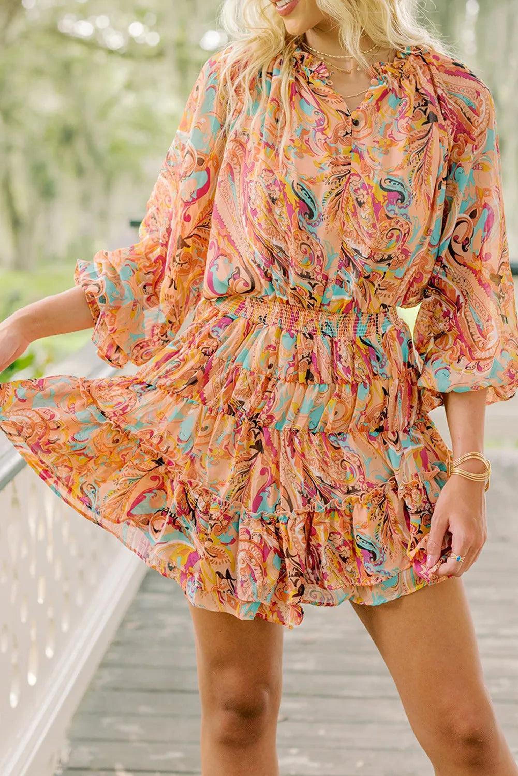 Robe à imprimé cachemire avec des franges élégantes