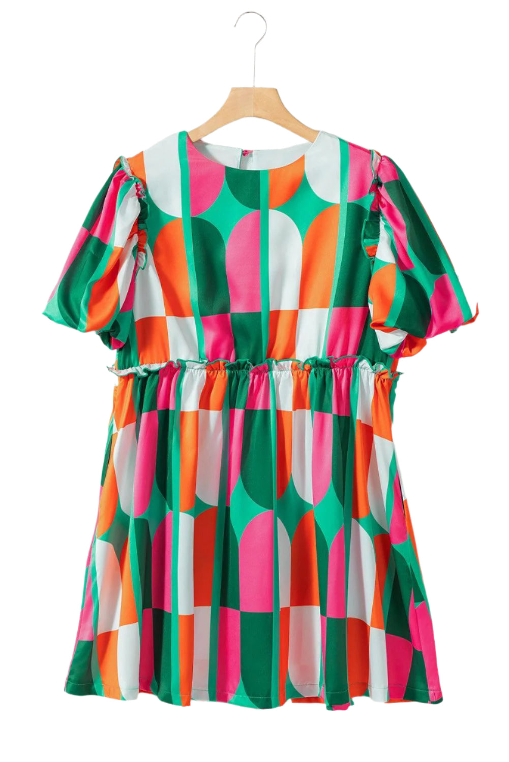 Robe avec imprimé abstrait et manches bouffantes
