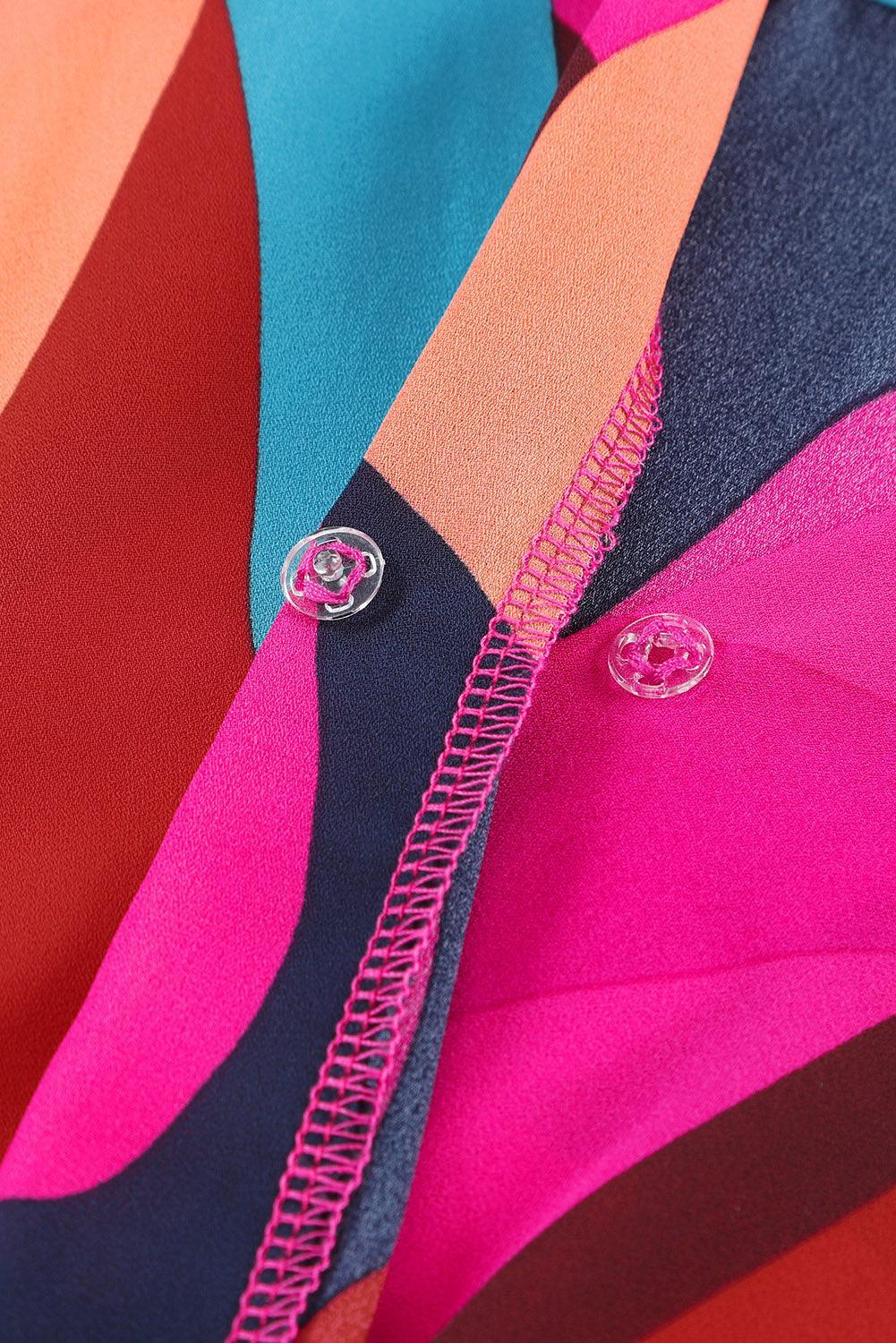 Mini-robe colorée avec ceinture et manches bouffantes élégantes