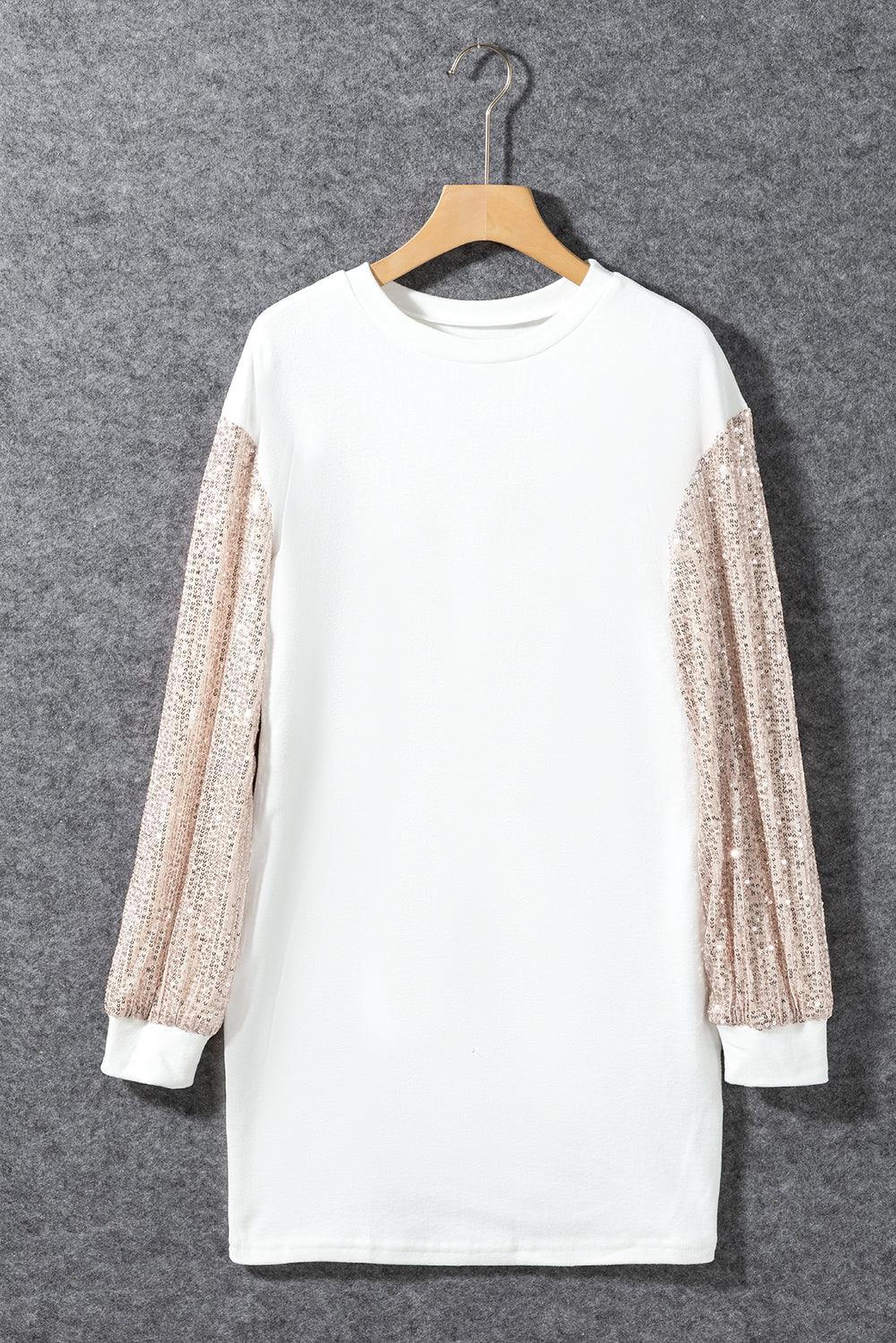 Mini-robe shift à manche bouffante avec paillettes, élégante et scintillante